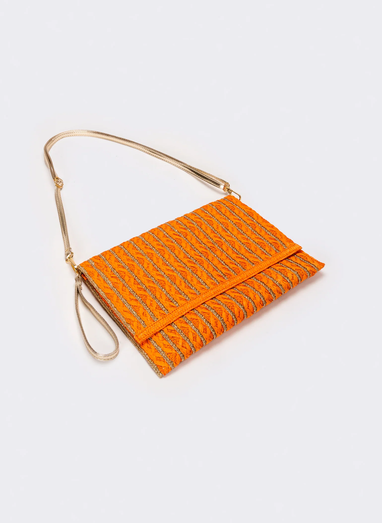 Pochette donna in carta con maniglia e tracolla - Arancio - Image 2