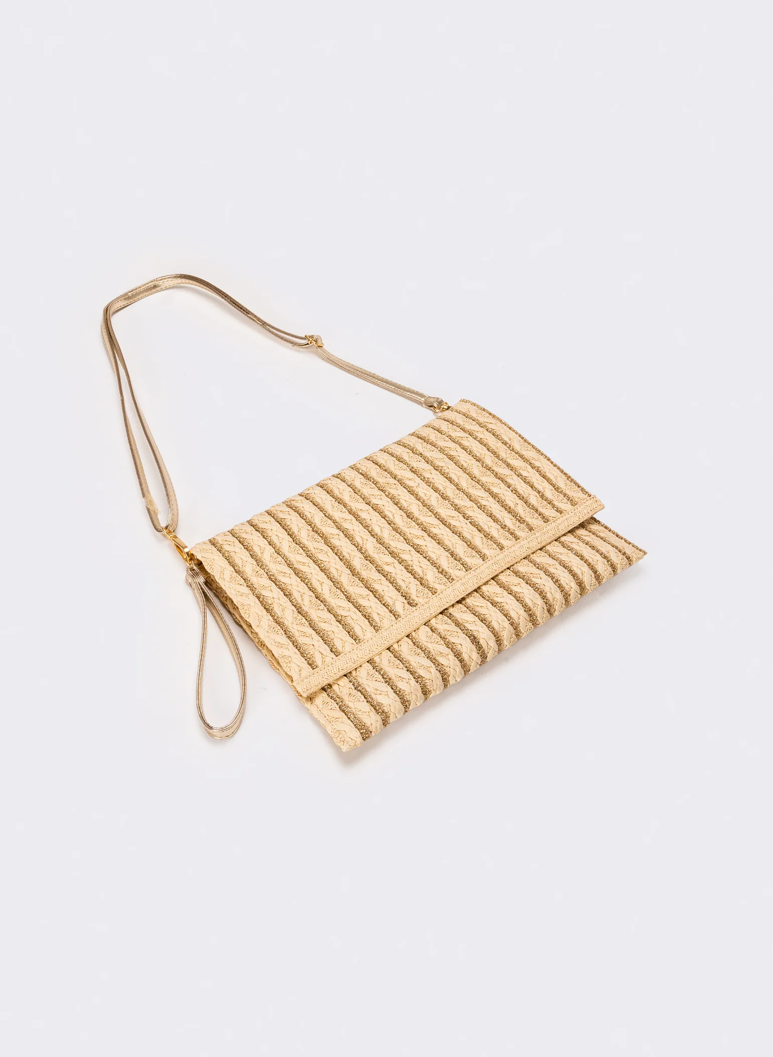 Pochette donna in carta con maniglia e tracolla - Bianco natural - Image 2