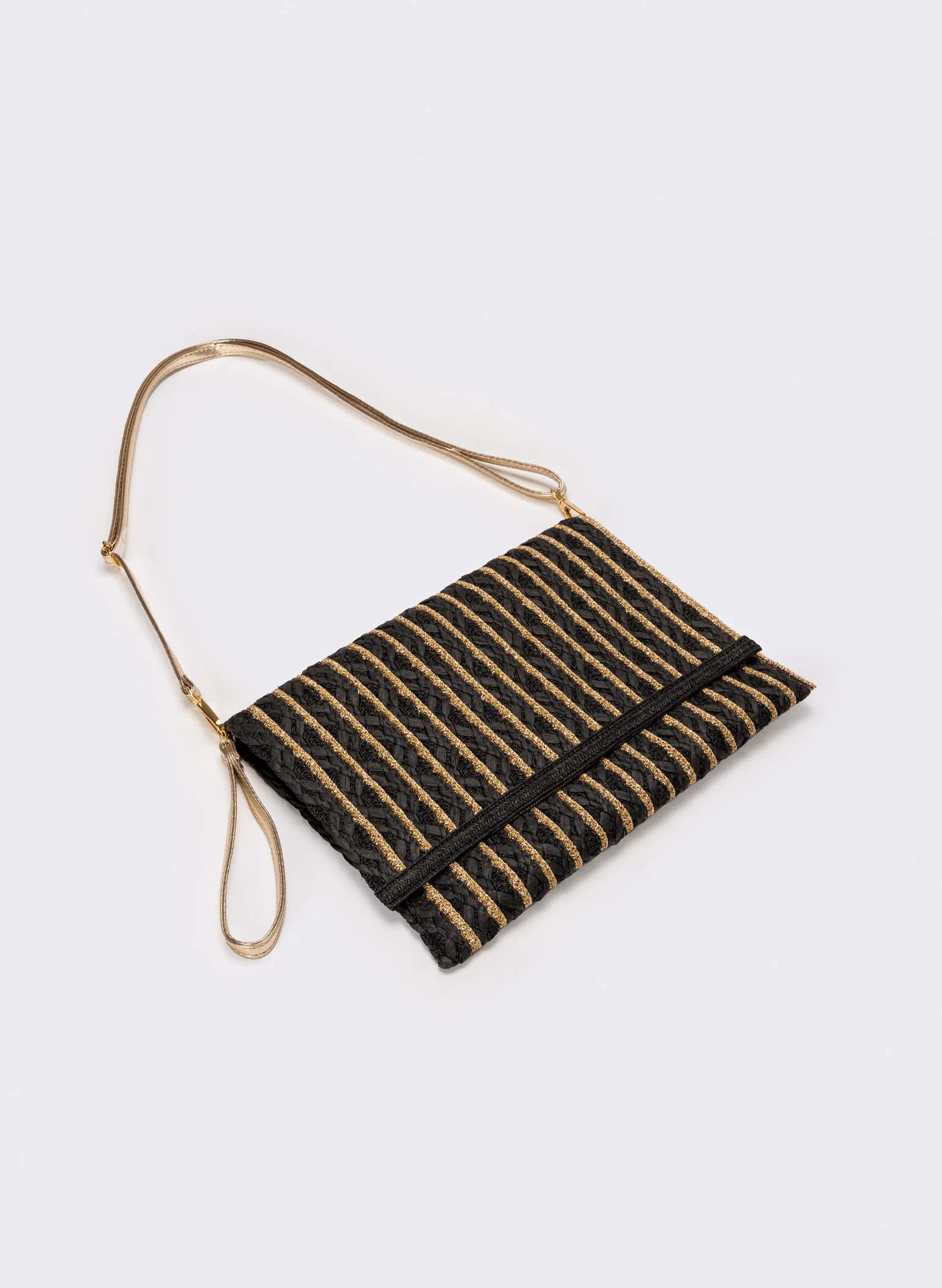 Pochette donna in carta con maniglia e tracolla - Nero - Image 2