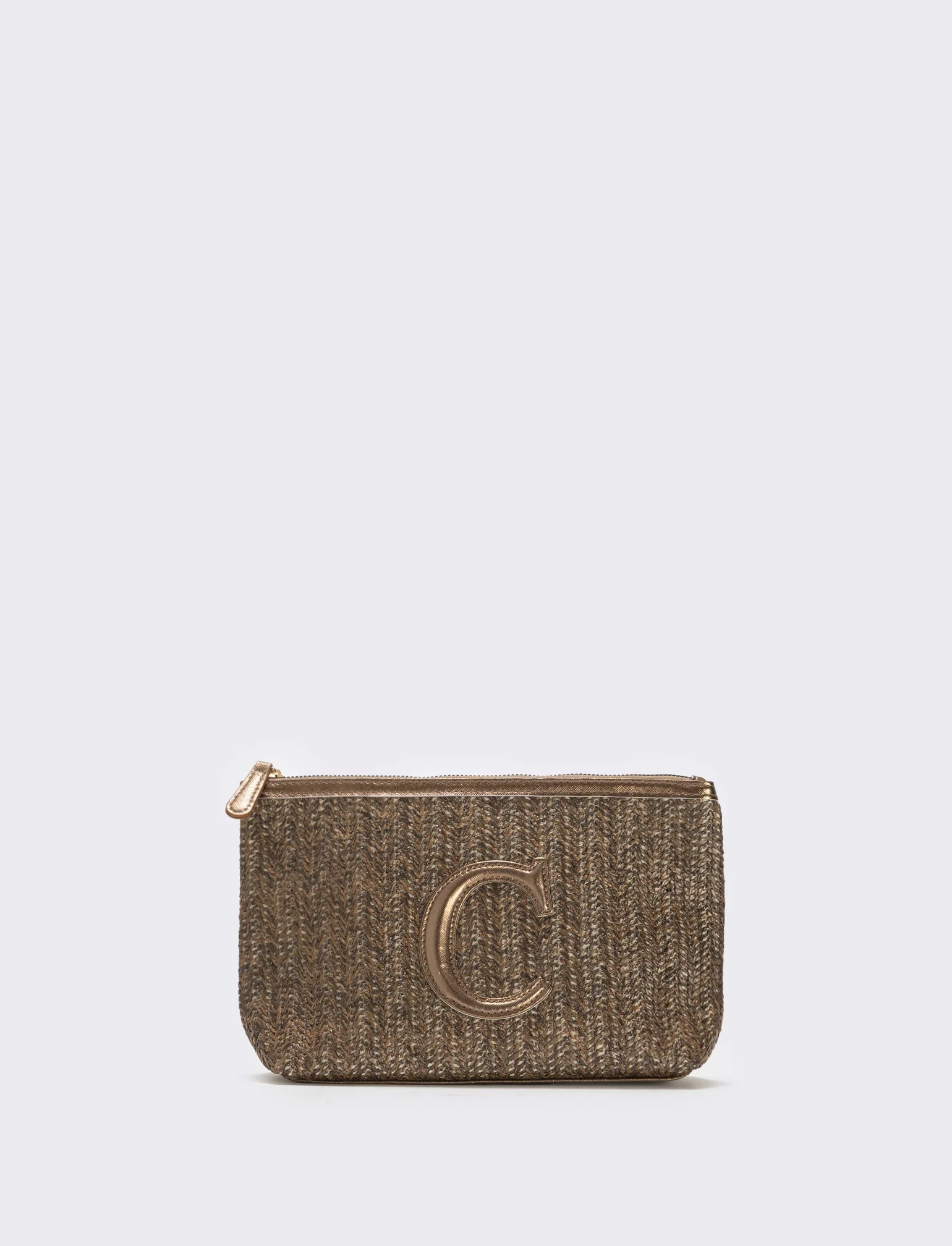 Pochette effetto paglia con lettera - var 2