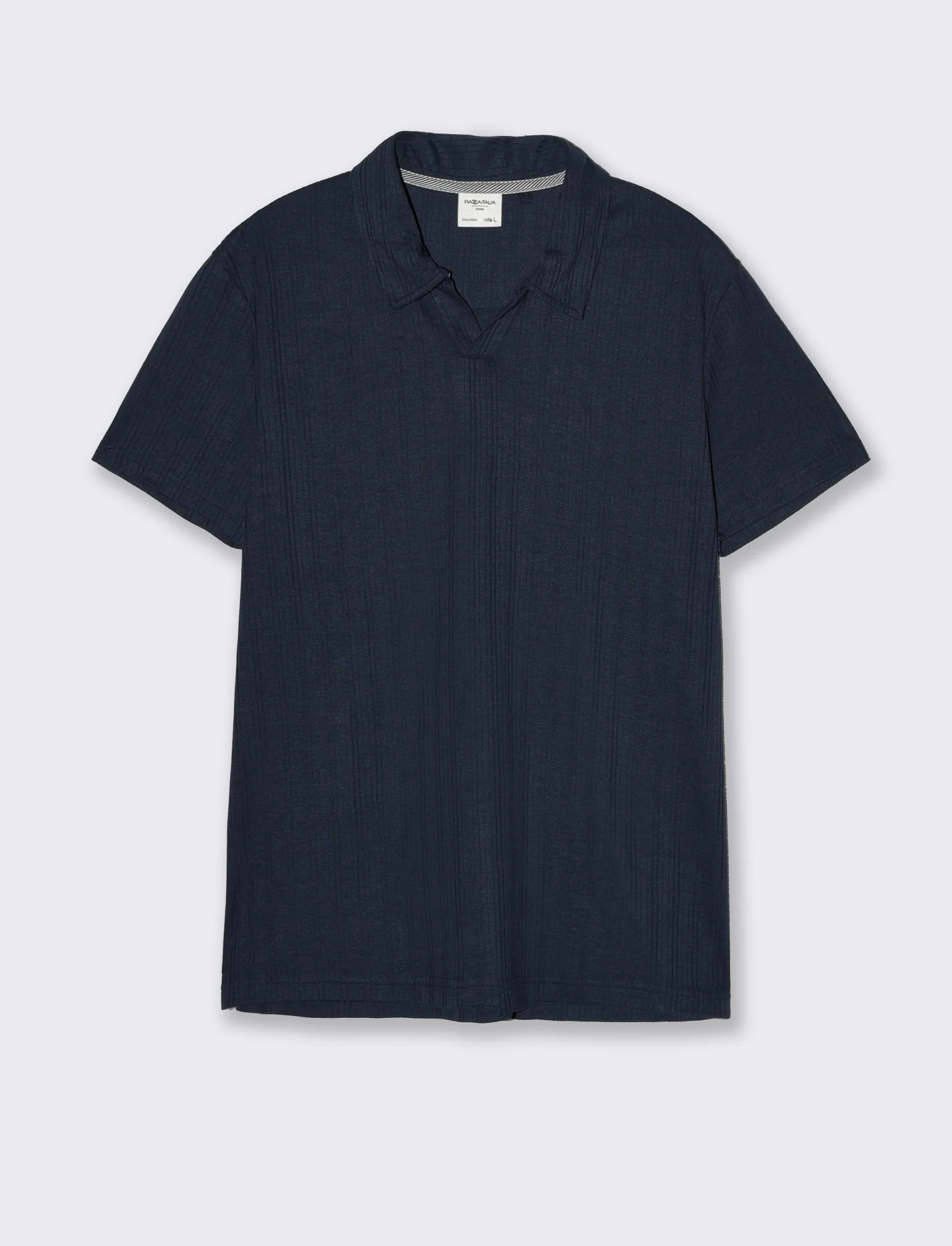 Polo a coste effetto maglia da uomo - Blu