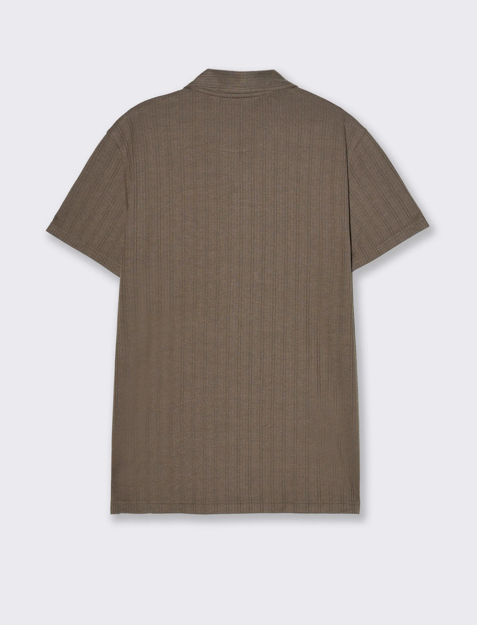 Polo a coste effetto maglia da uomo - Grigio fango - Image 2