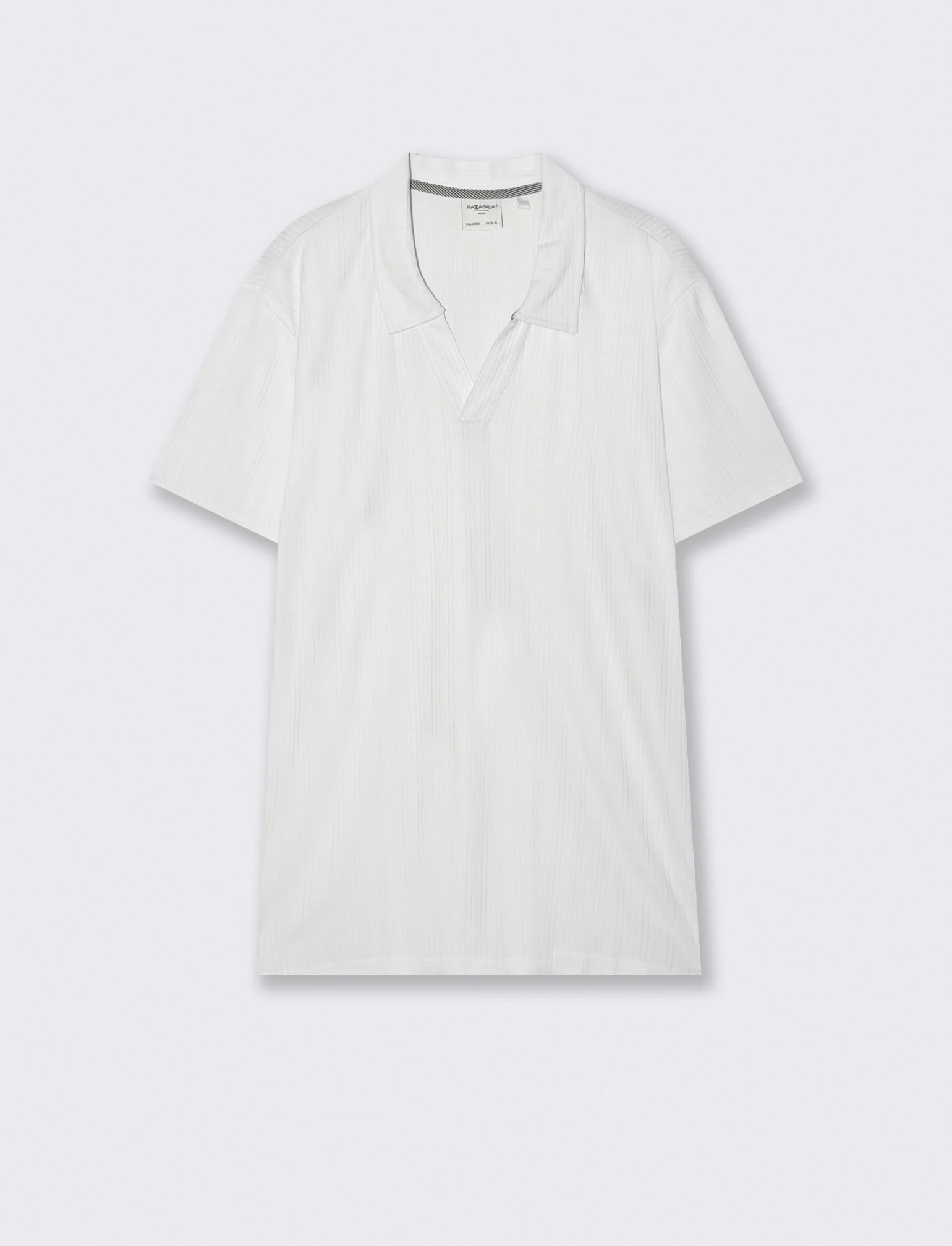 Polo a coste effetto maglia maniche corte - Bianco