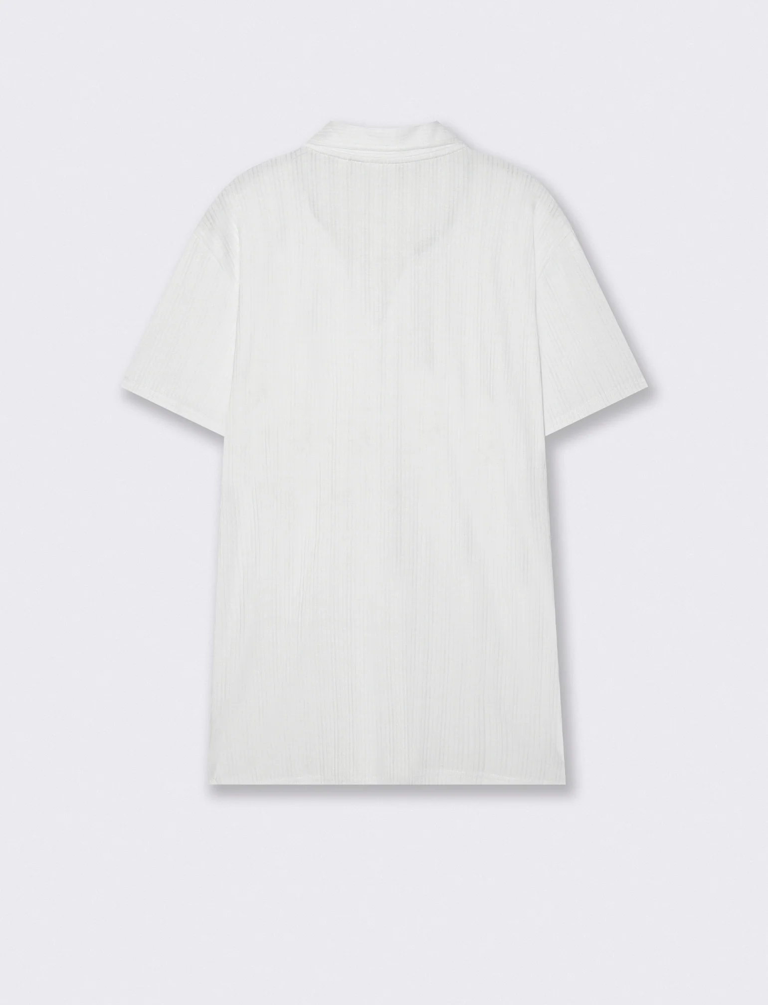 Polo a coste effetto maglia maniche corte - Bianco - Image 2