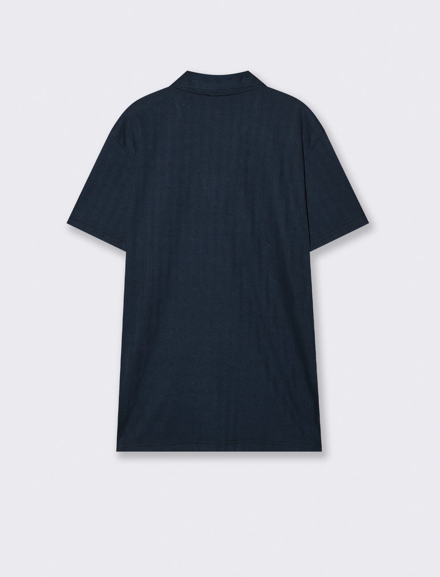 Polo a coste effetto maglia maniche corte - Blu - Image 5