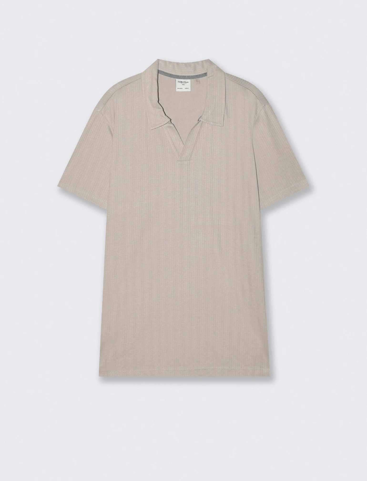 Polo a coste effetto maglia maniche corte - Sabbia