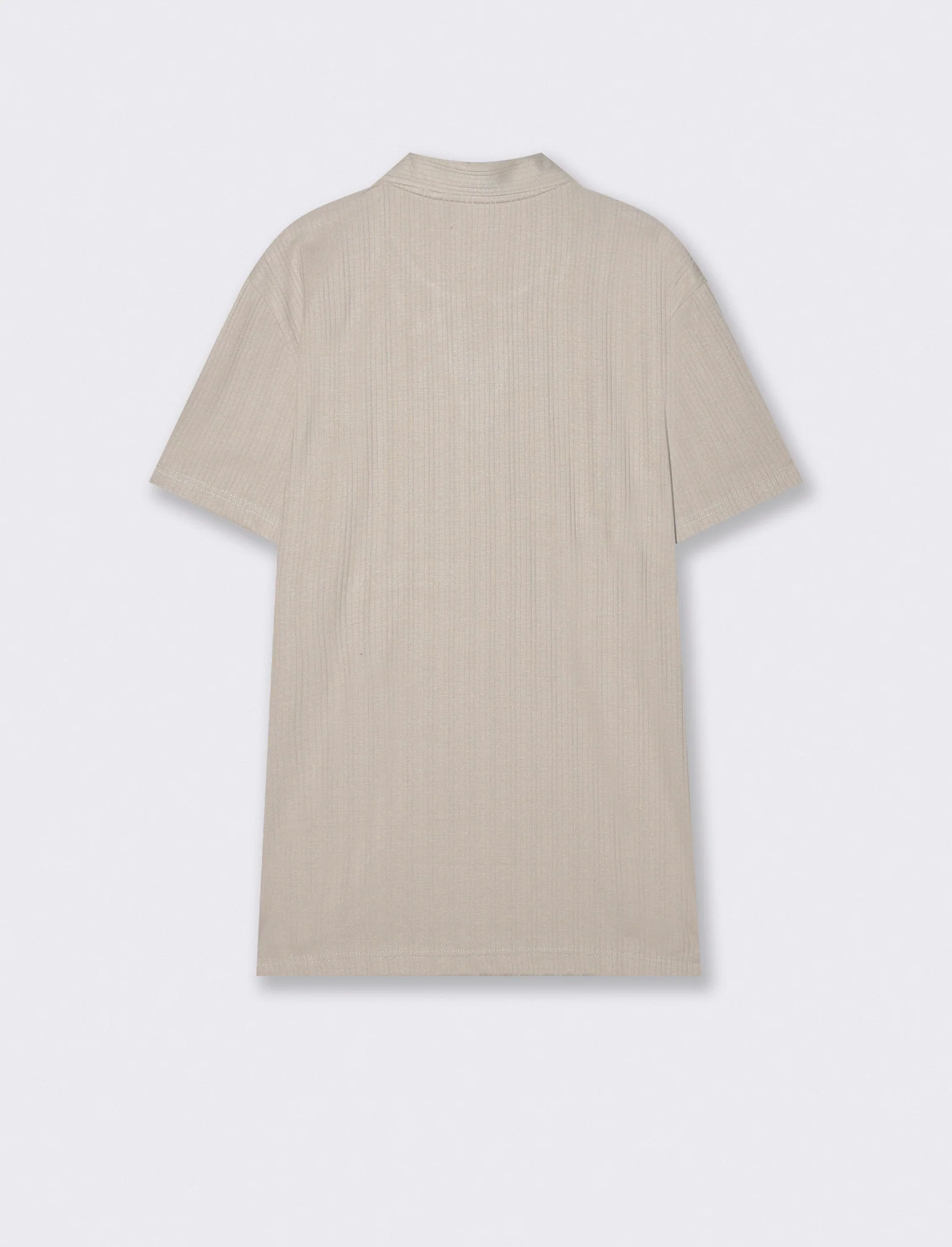 Polo a coste effetto maglia maniche corte - Sabbia - Image 2