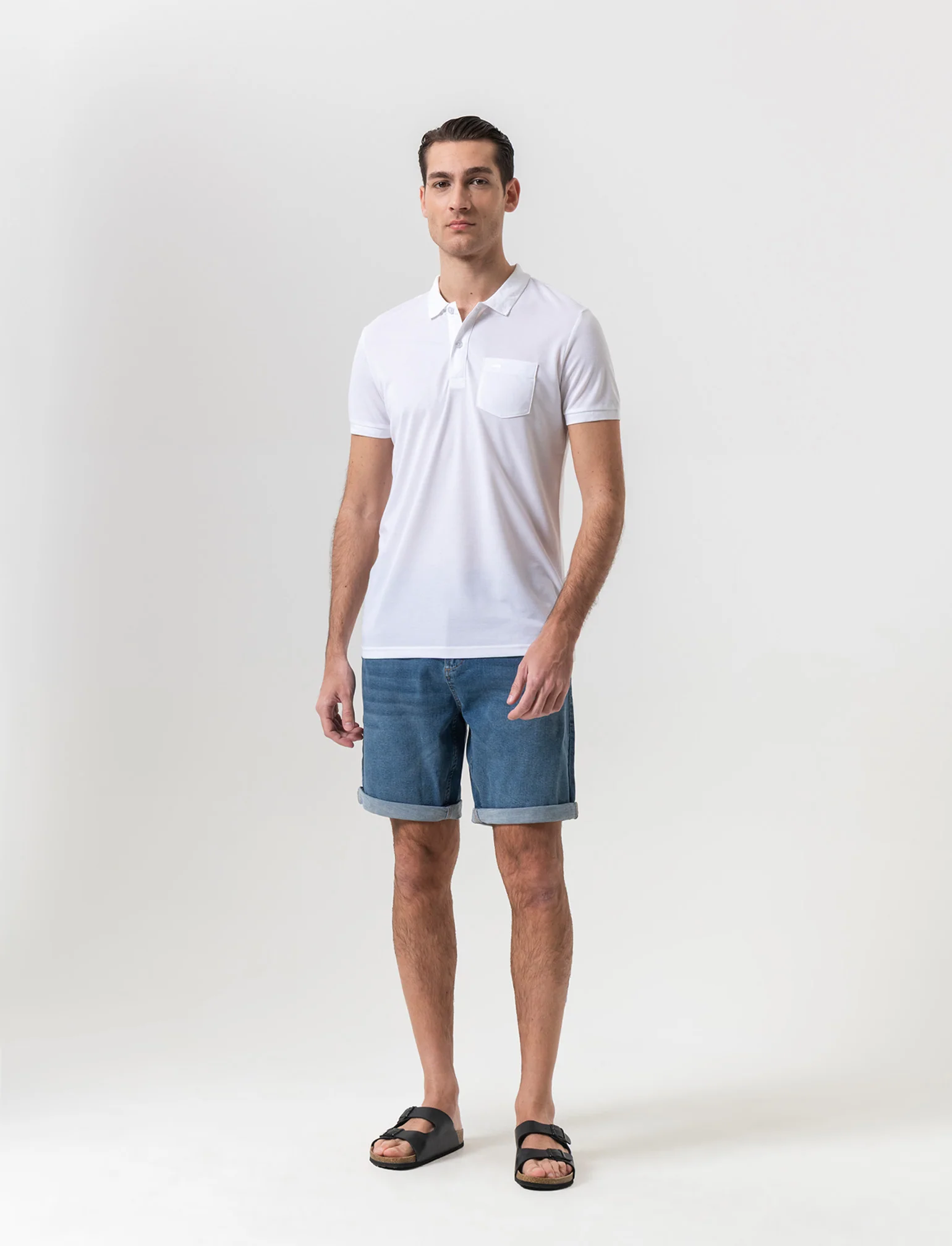 Polo basica con taschino da uomo - Bianco