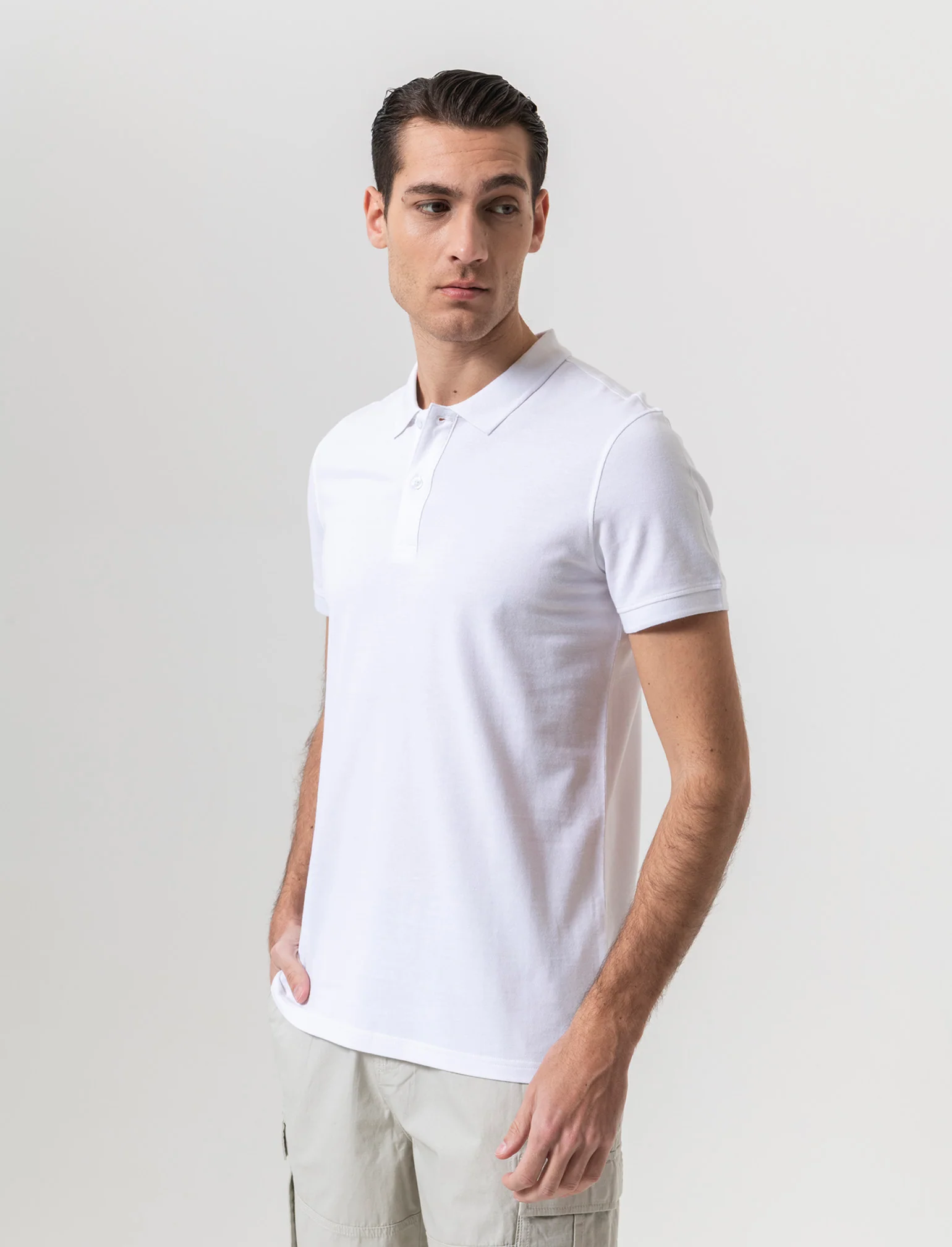 Polo basica in piquet da uomo - Bianco - Image 3