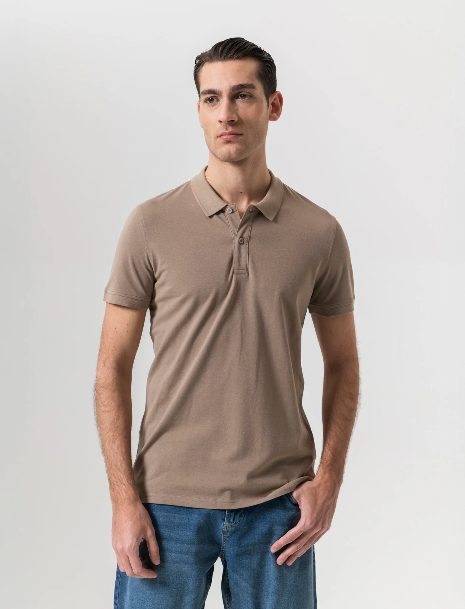 Polo basica in piquet da uomo - Grigio tortora - Image 3