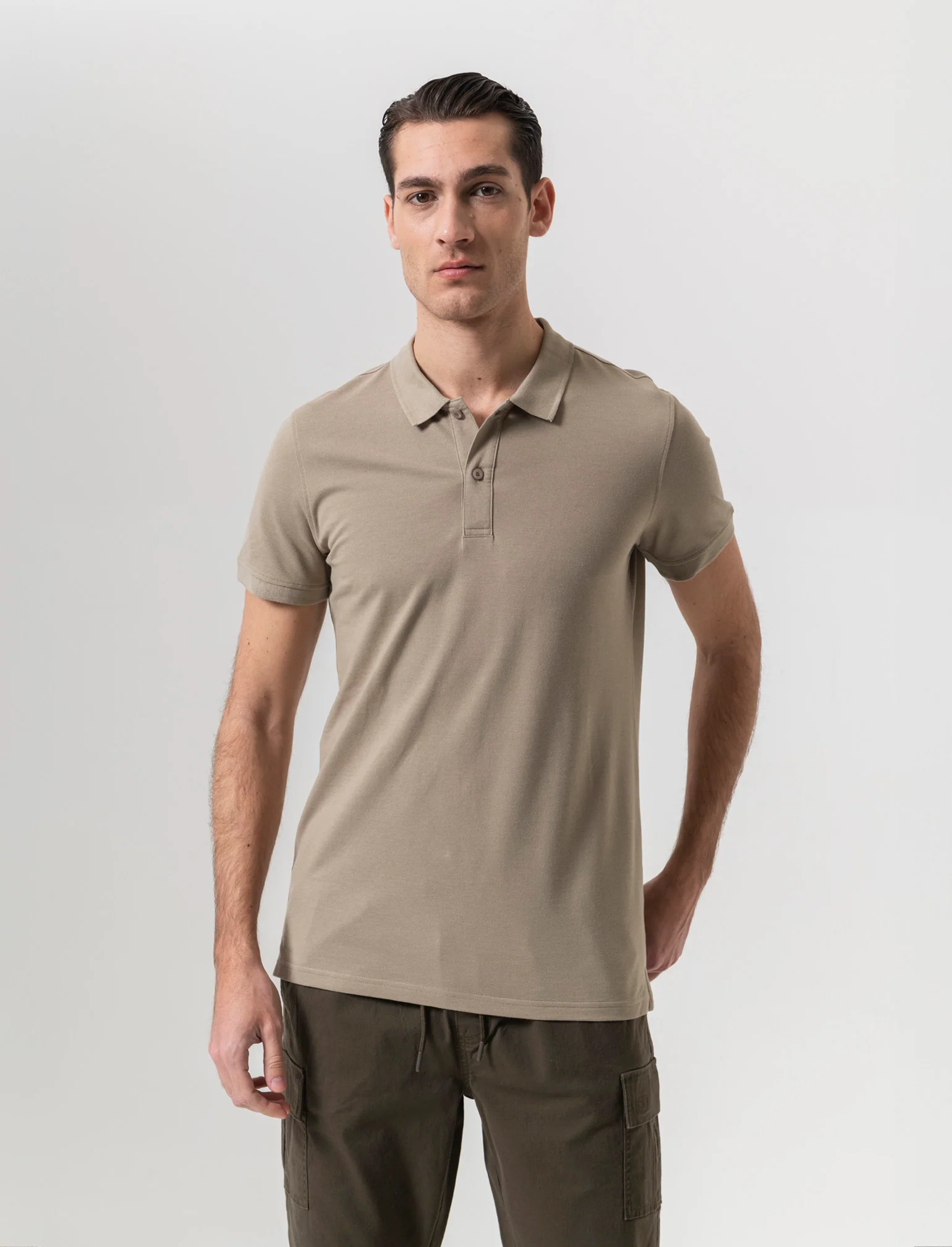 Polo basica in piquet da uomo - Verde salvia - Image 3