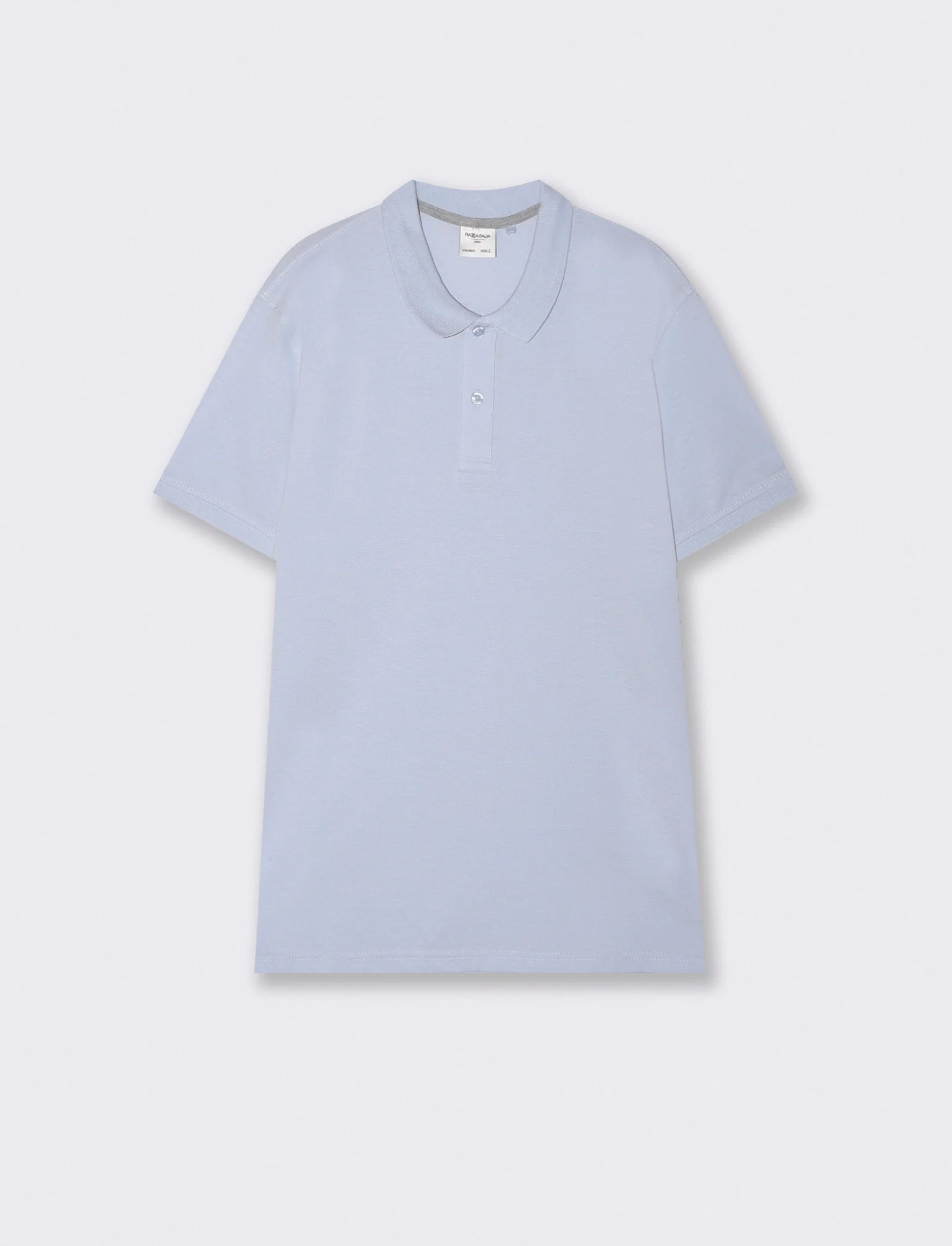 Polo Basica Regular Fit in Piquet - Celeste polvere
