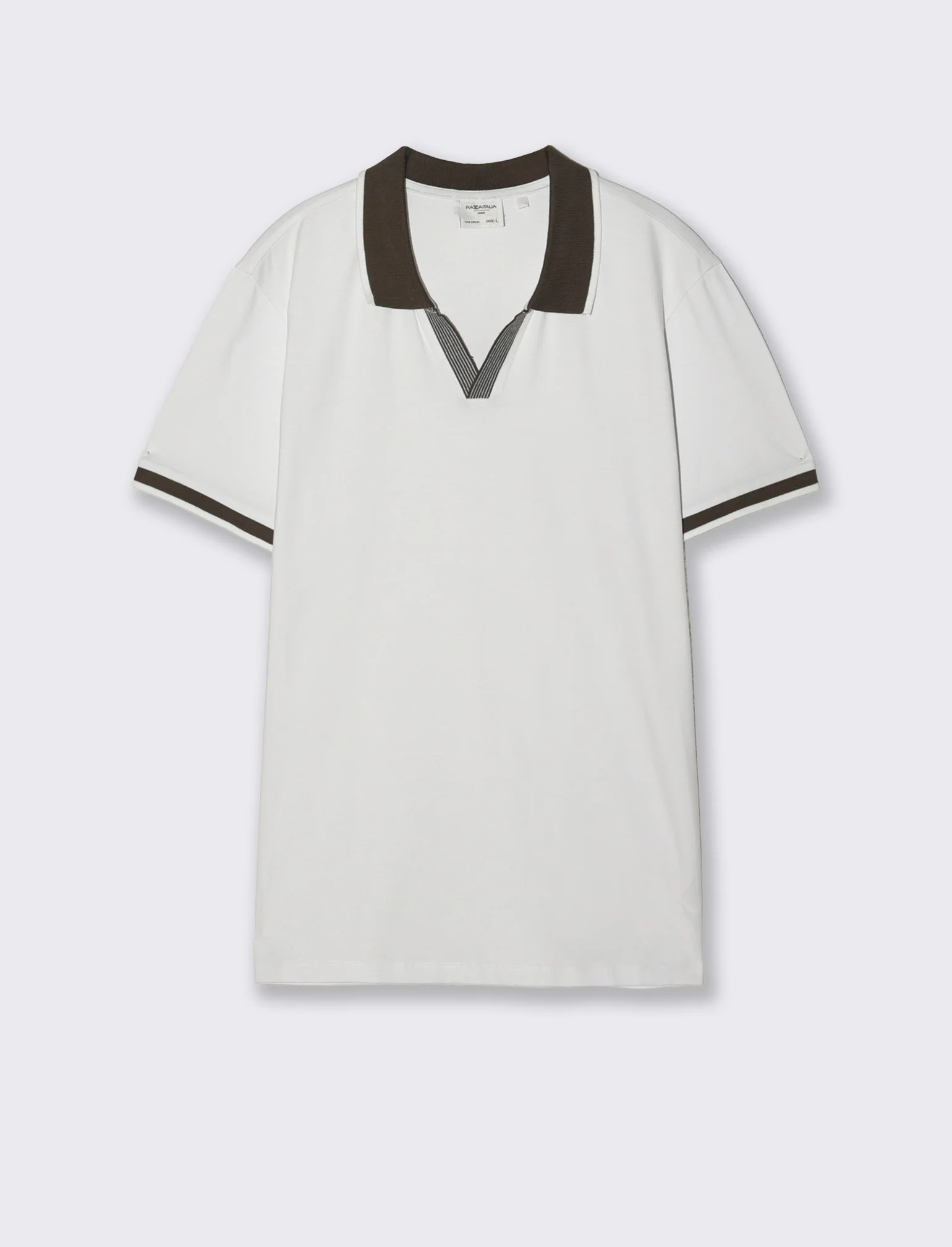 Polo Collo Derby in Cotone Elasticizzato - Bianco
