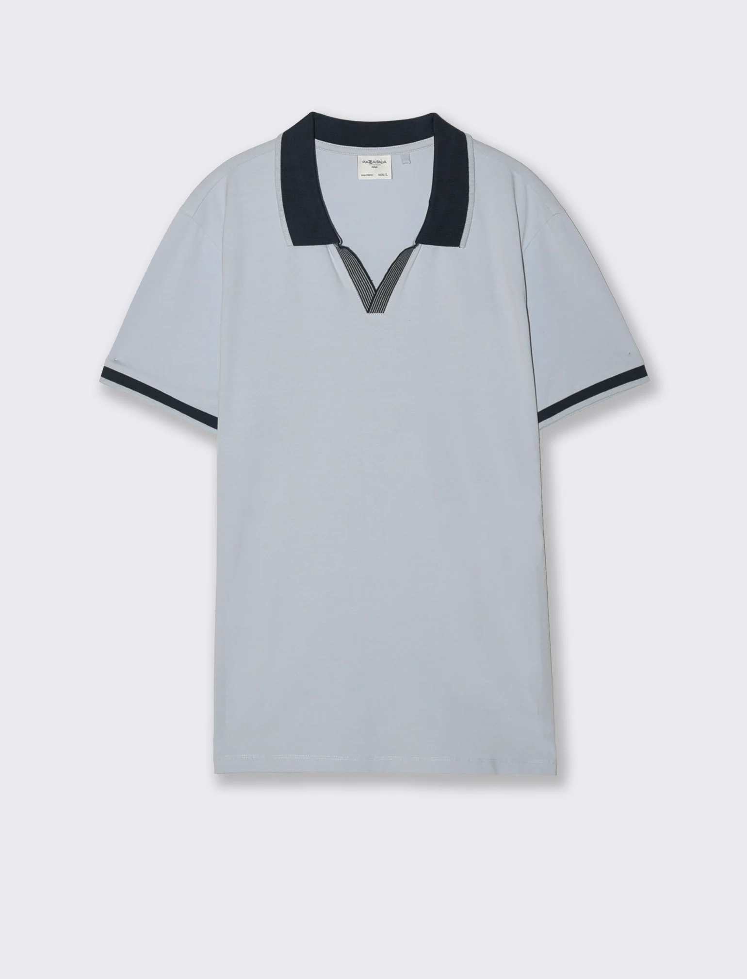 Polo Collo Derby in Cotone Elasticizzato - Celeste