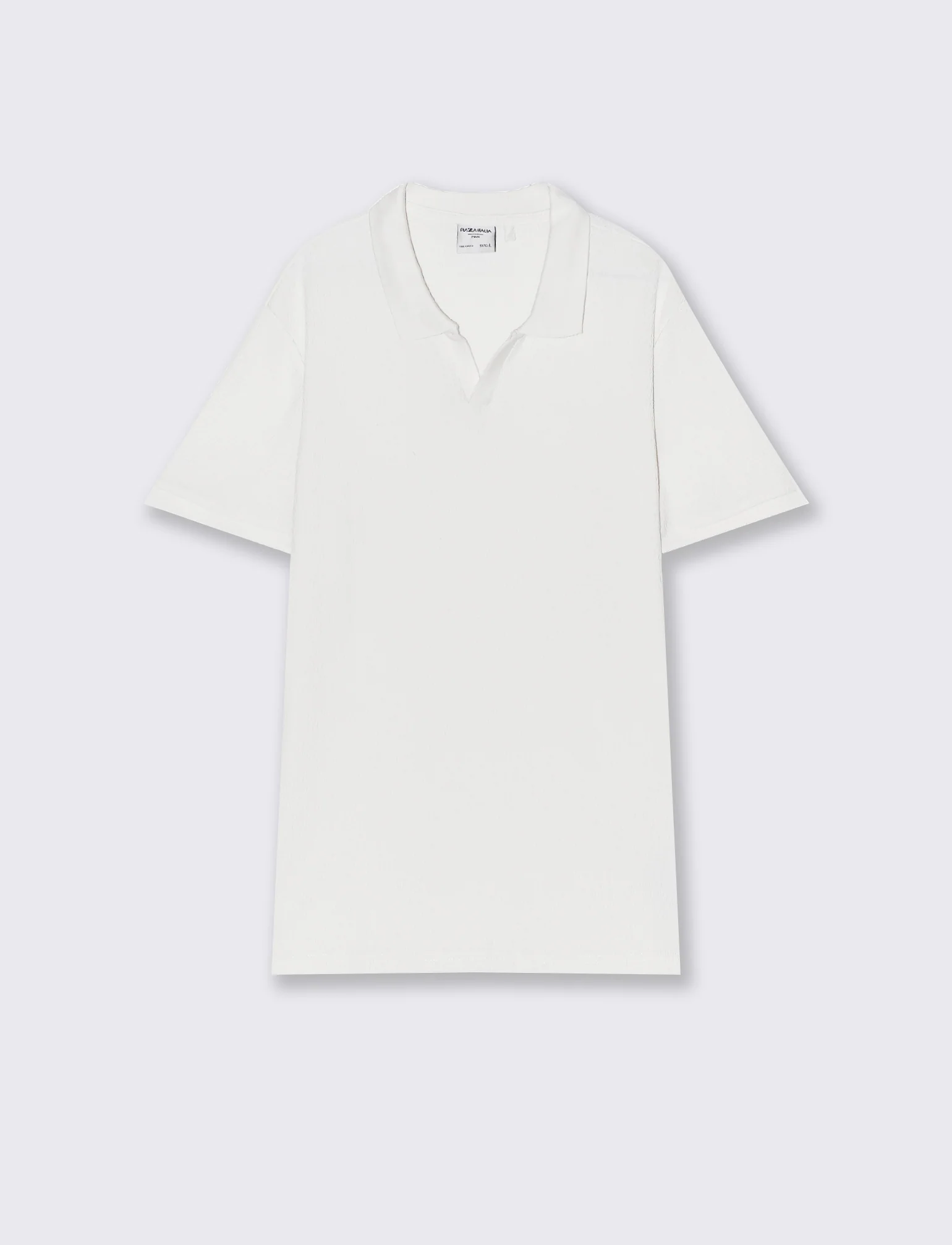 Polo con collo derby struttura jacquard da uomo - Bianco sporco