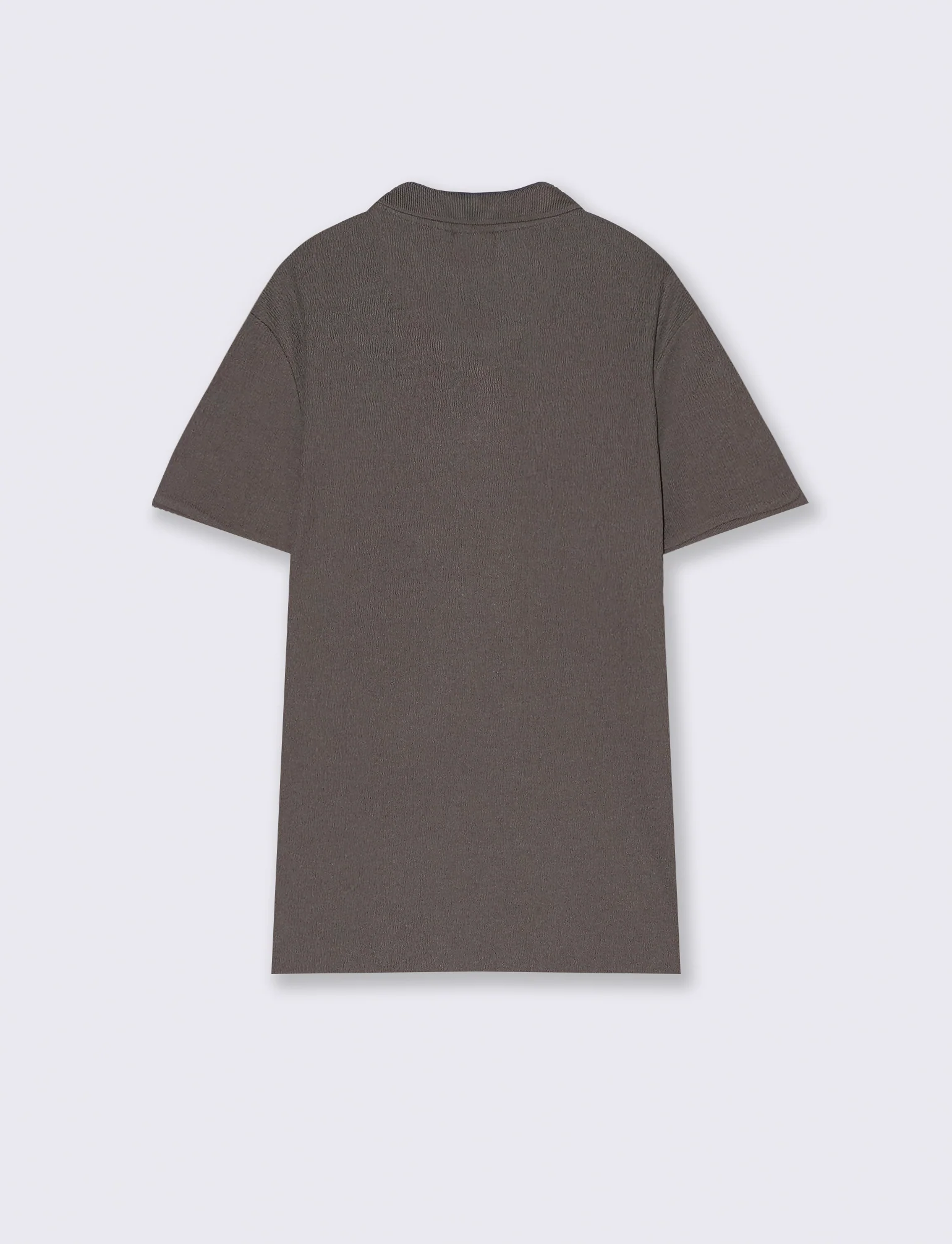 Polo con collo derby struttura jacquard da uomo - Grigio fango - Image 2