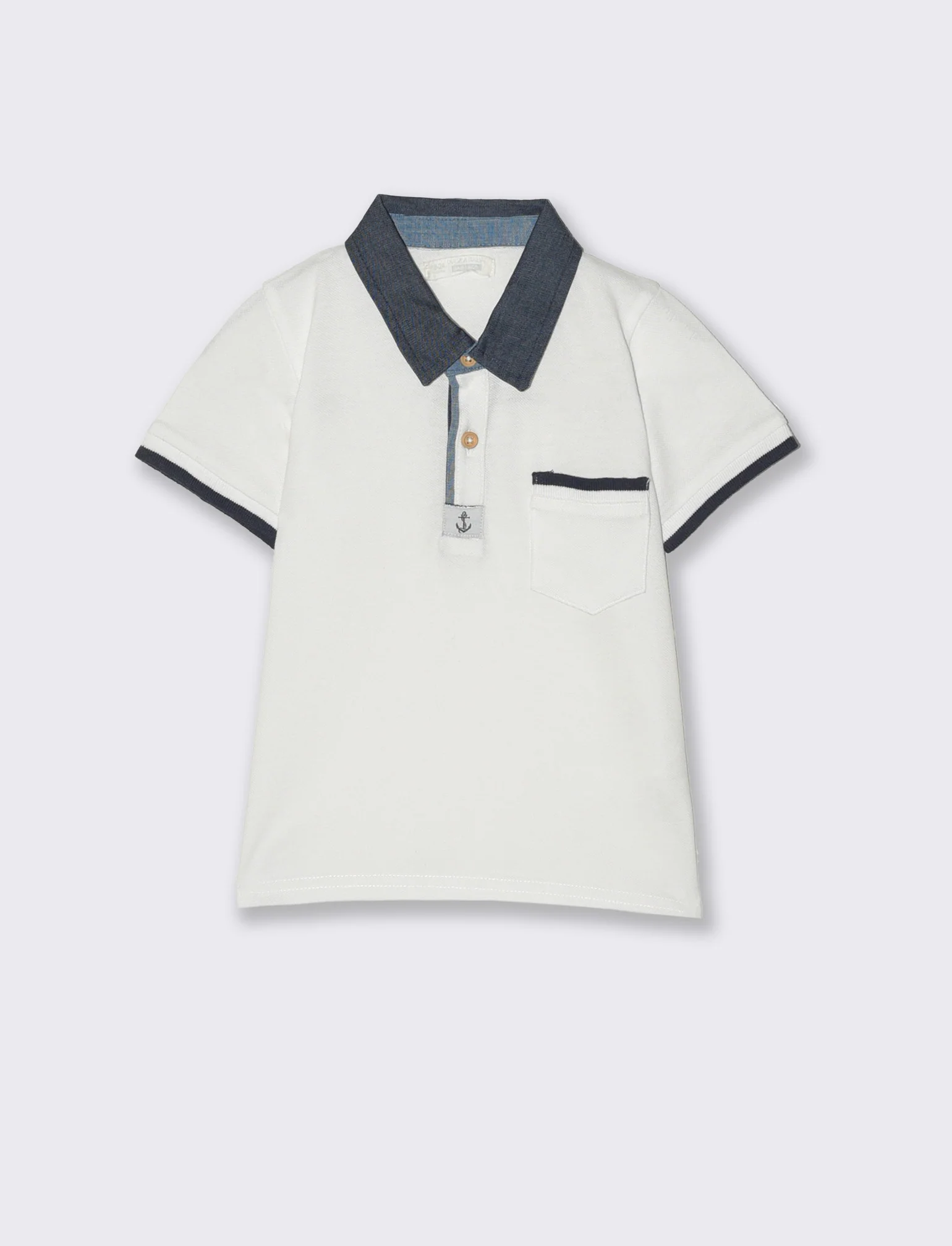 Polo con inserti a contrasto da neonato - Bianco