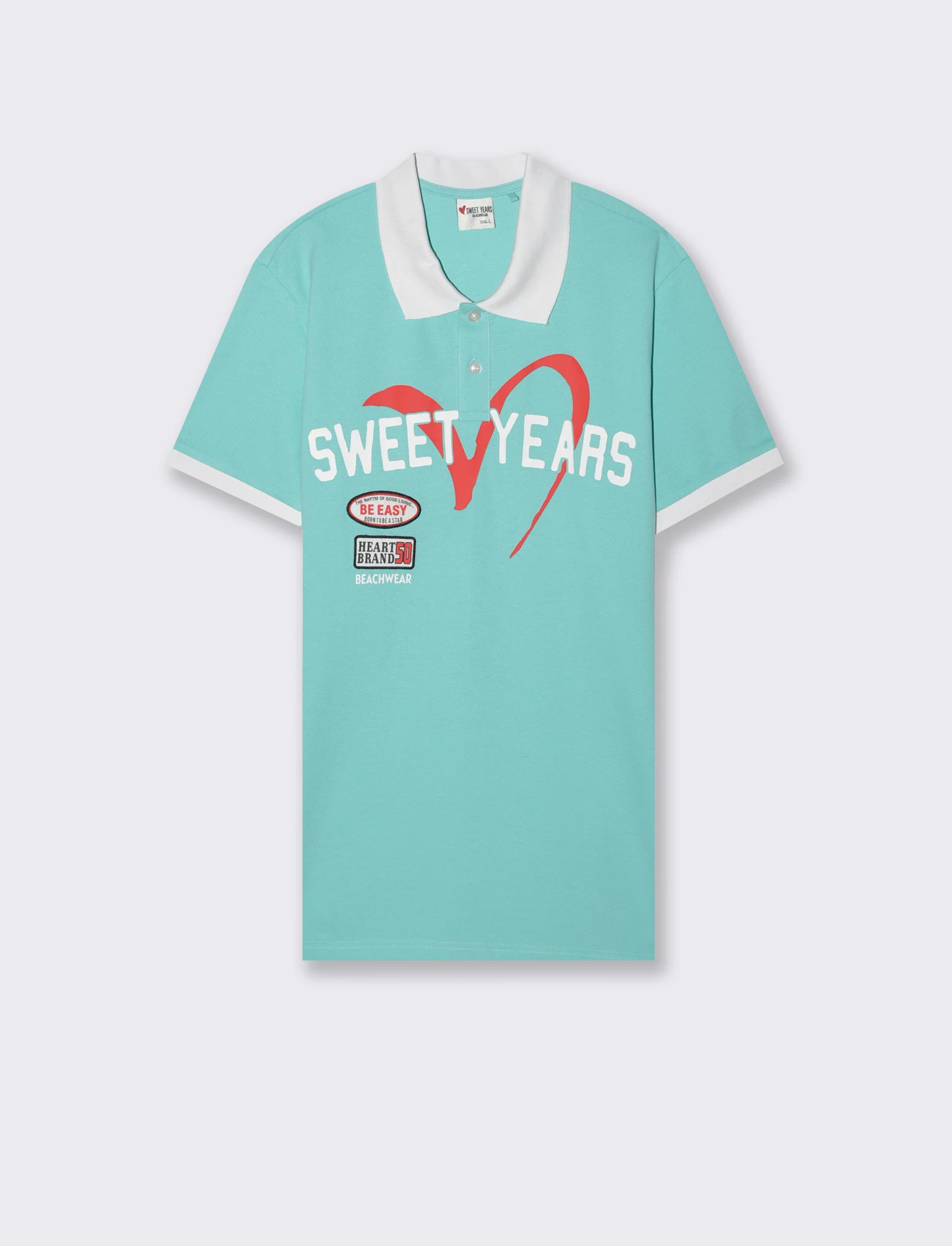 Polo con stampa e ricami sweet years da uomo - Verde acqua - Image 2