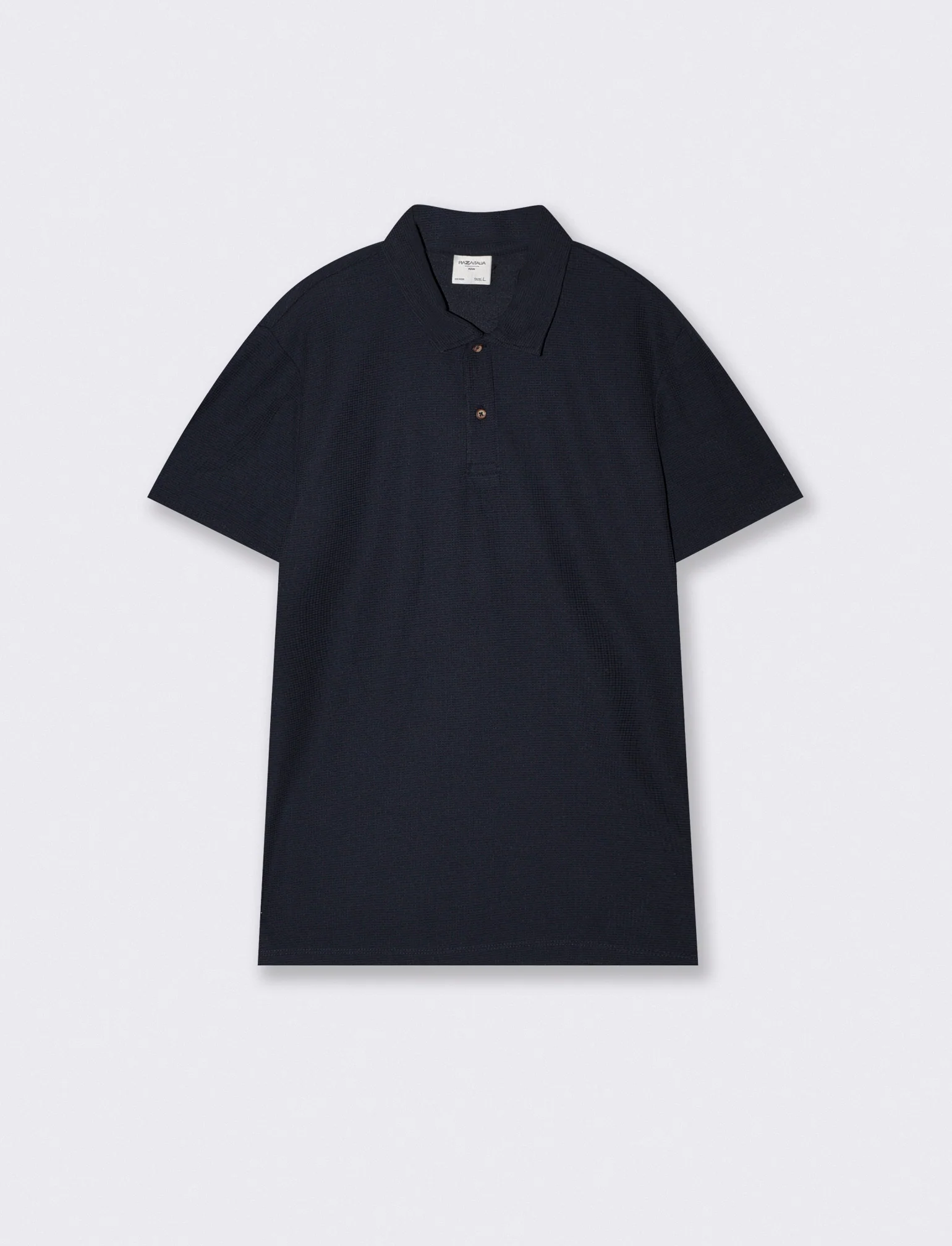 Polo da set in tessuto waffle con colletto - Blu