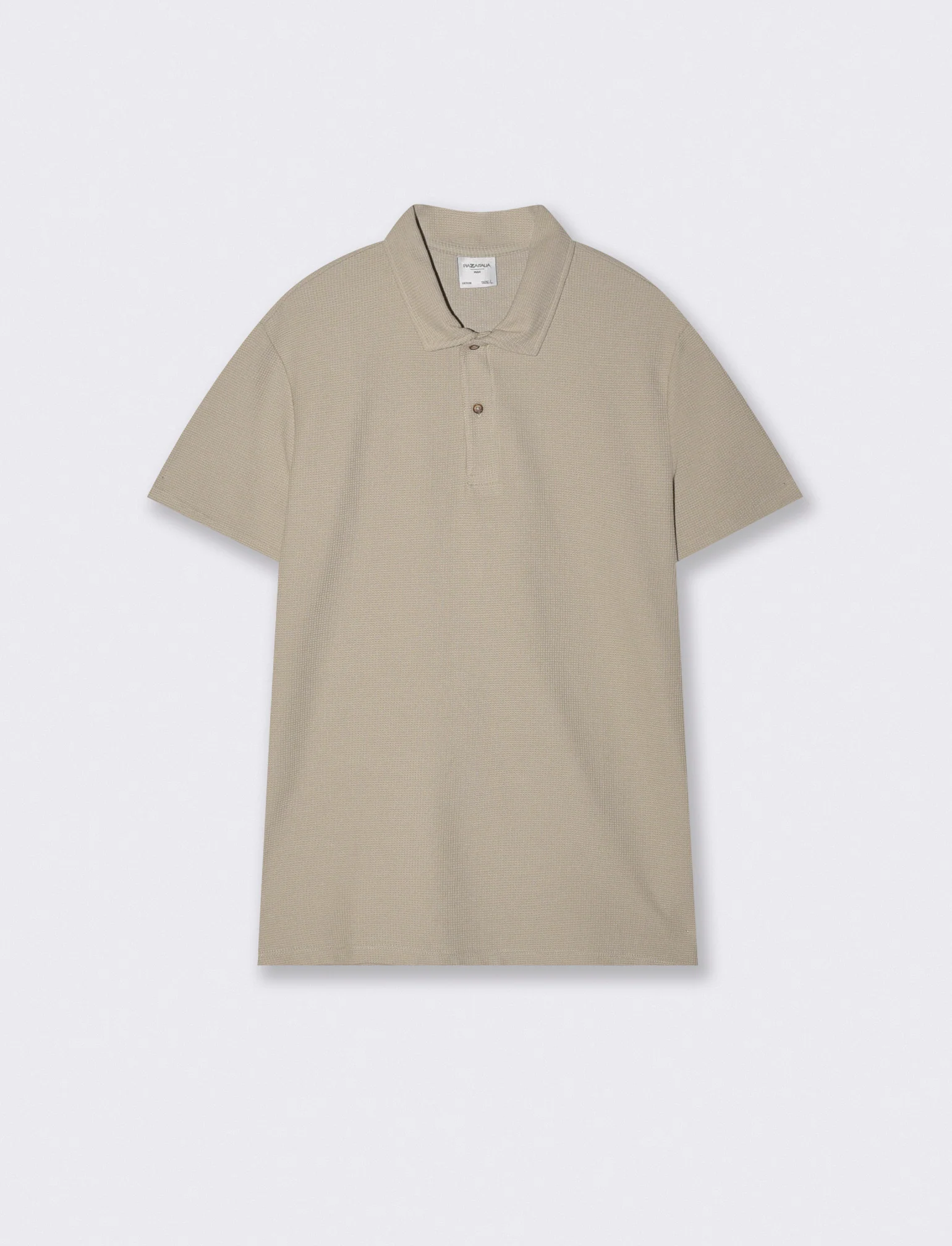 Polo da set in tessuto waffle con colletto - Grigio stone
