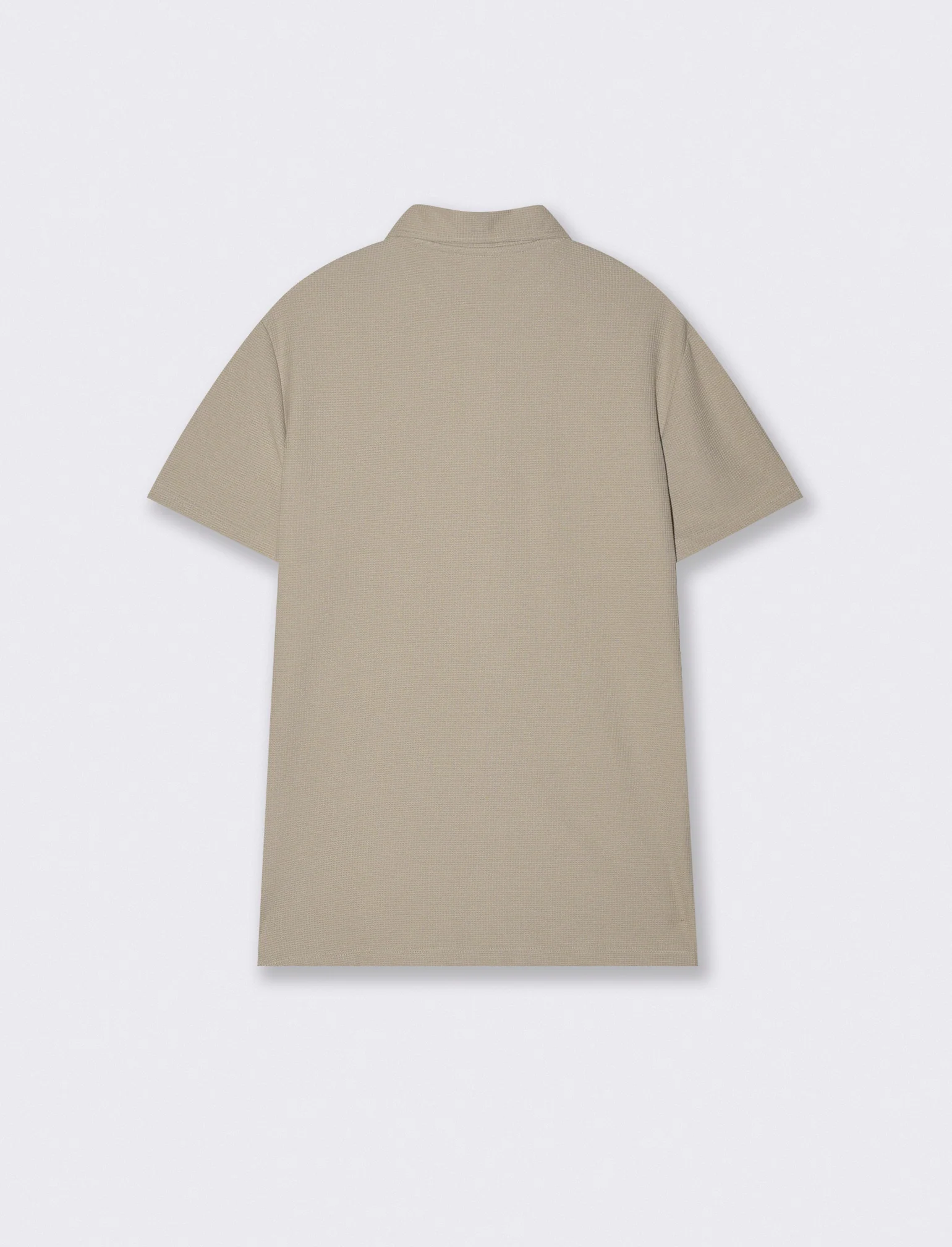 Polo da set in tessuto waffle con colletto - Grigio stone - Image 2