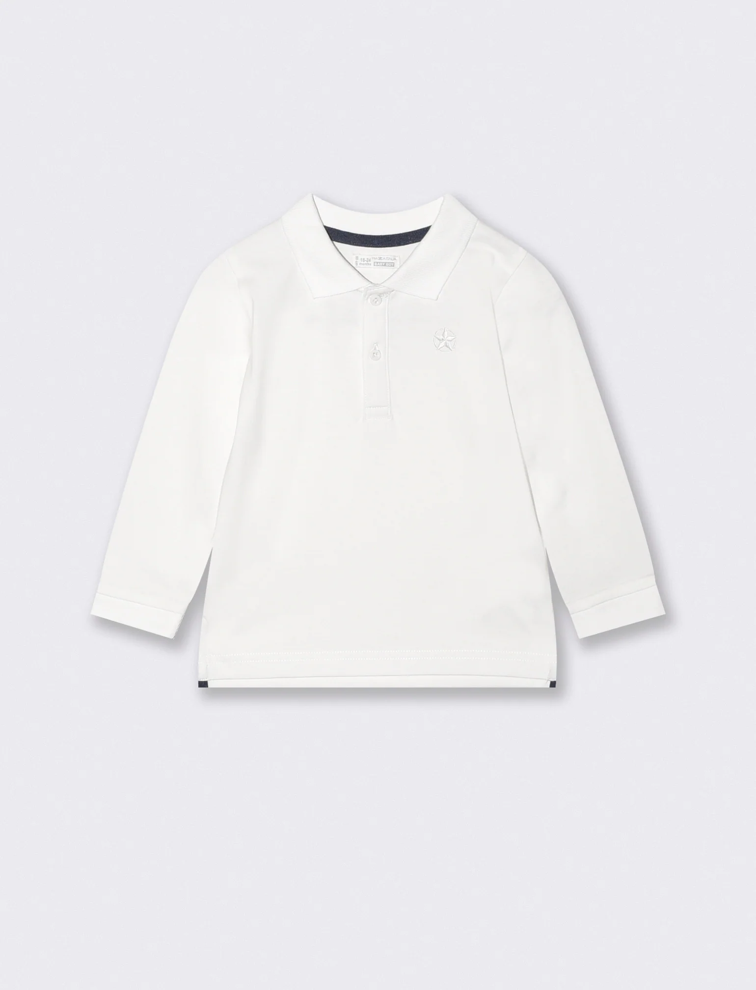 Polo in cotone con ricamo e inserti - Bianco latte
