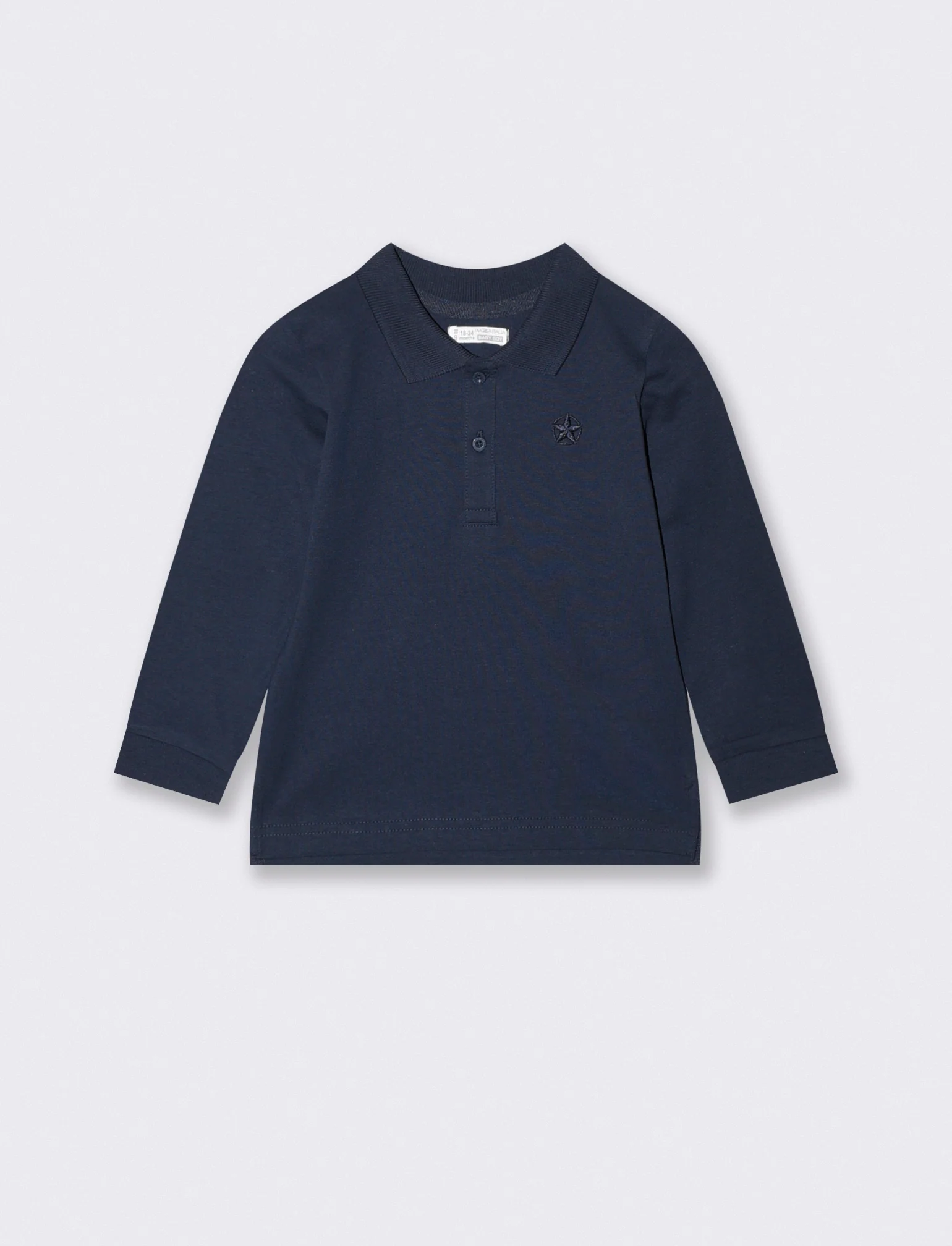 Polo in cotone con ricamo e inserti - Blu