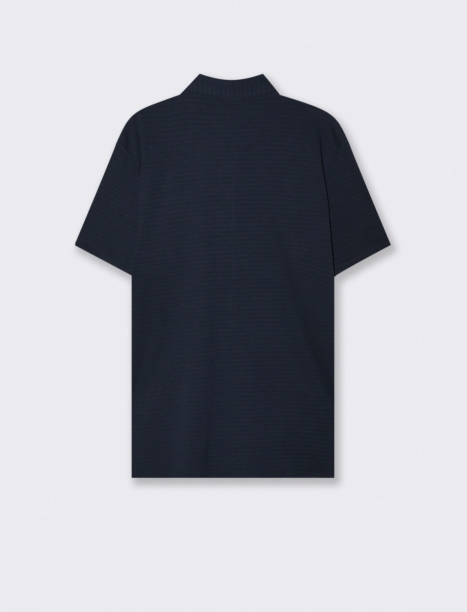 Polo in cotone jacquard con colletto - Blu - Image 2