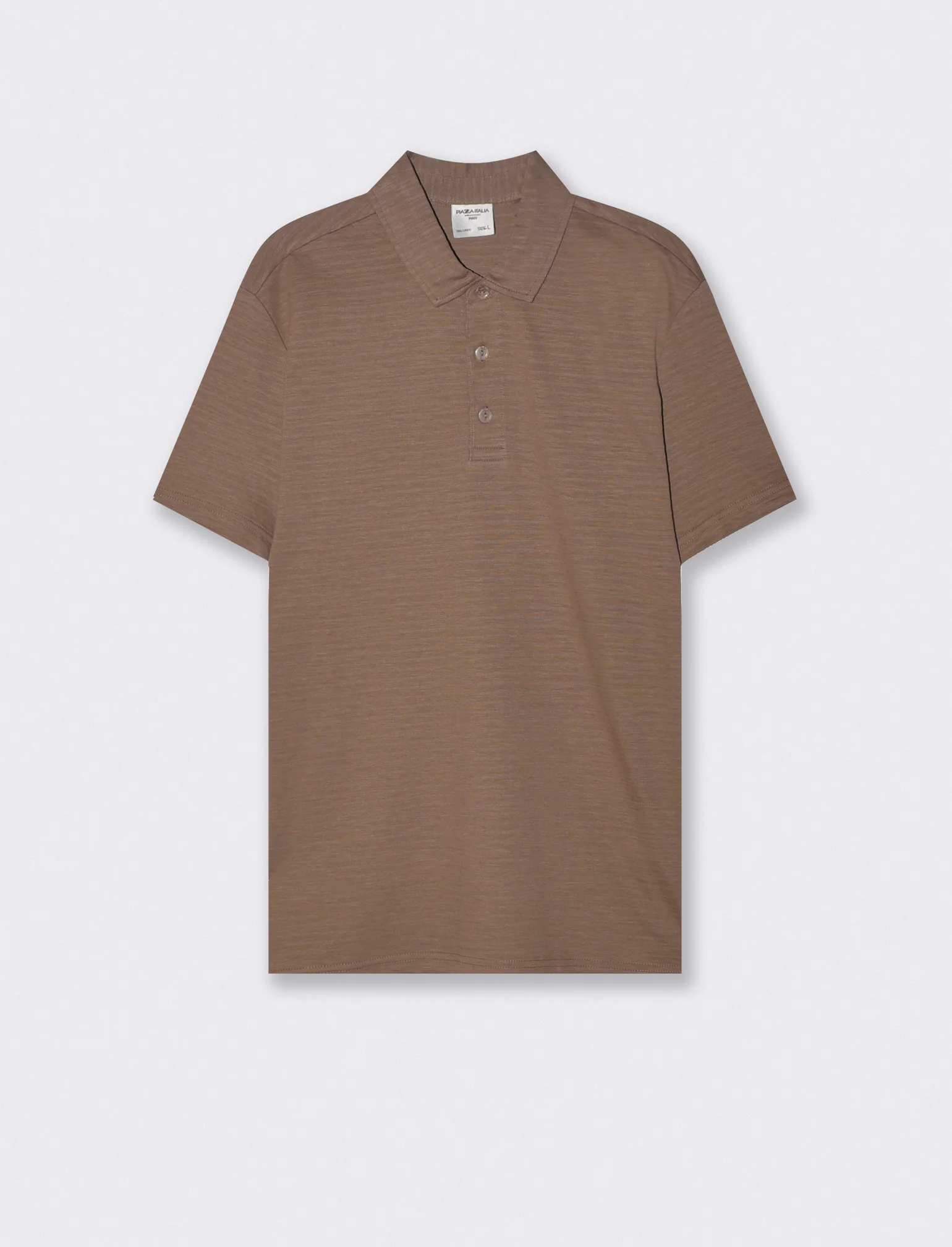Polo in cotone jacquard con colletto - Grigio fango