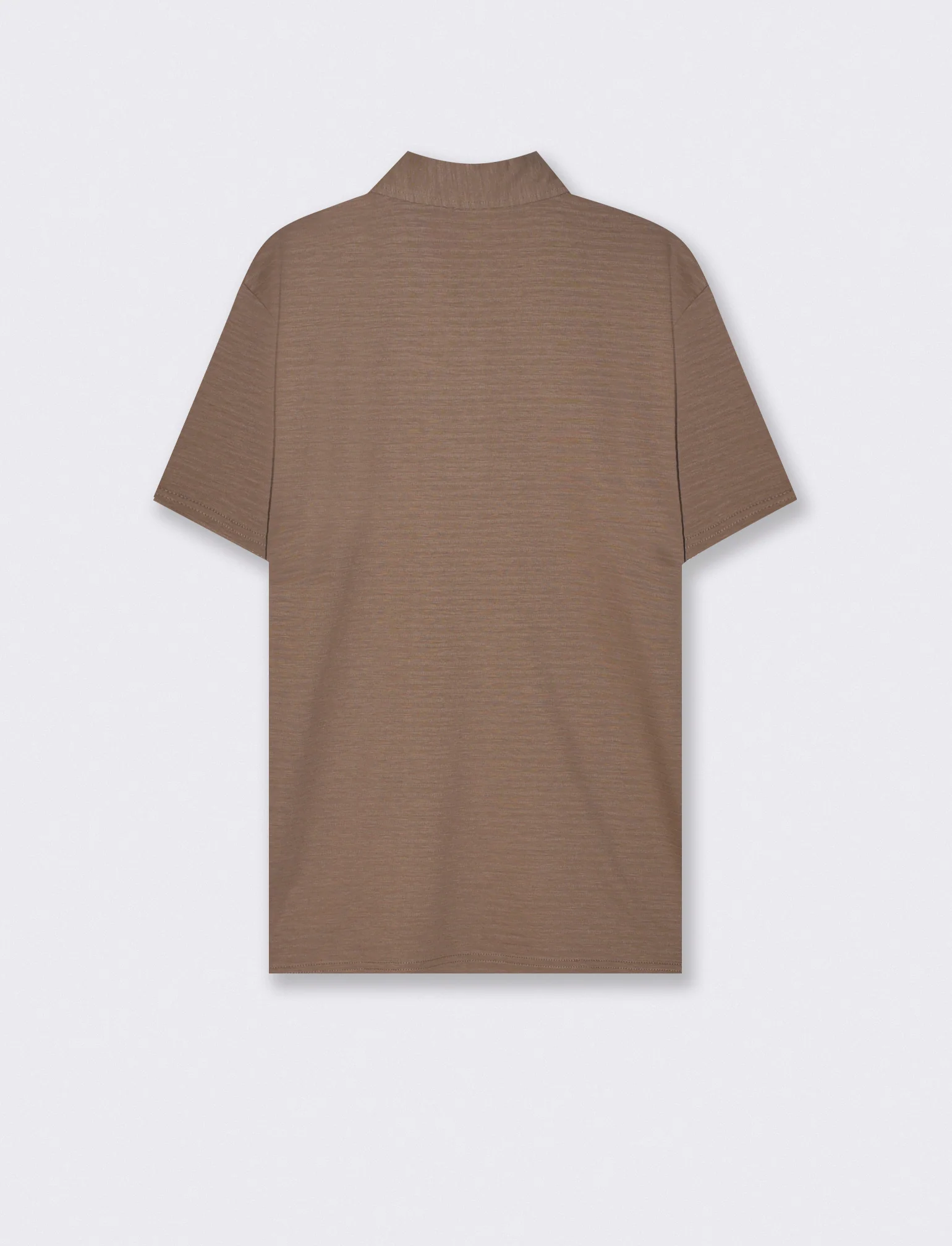 Polo in cotone jacquard con colletto - Grigio fango - Image 2