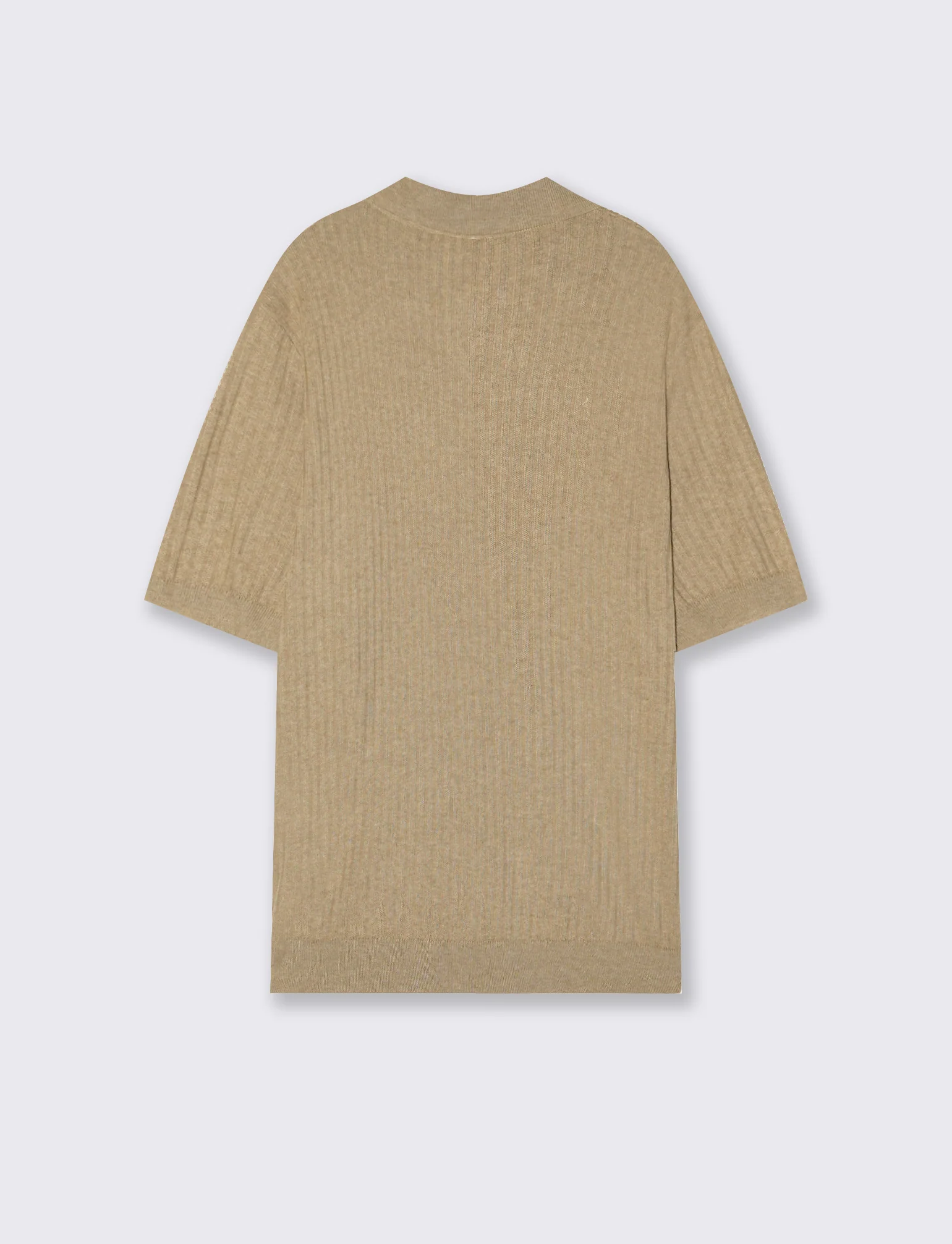 Polo in Maglia di Cotone a Coste - Beige - Image 2