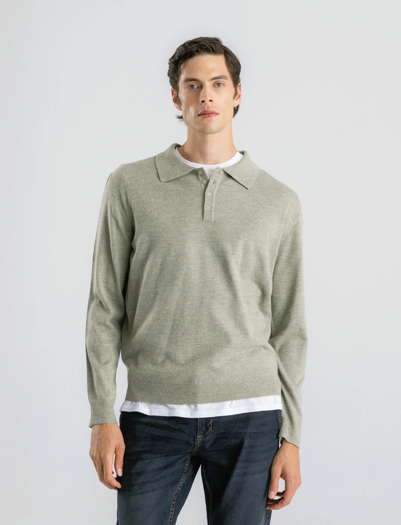 POLO IN MAGLIA EFFETTO LANA - Verde salvia - Image 4