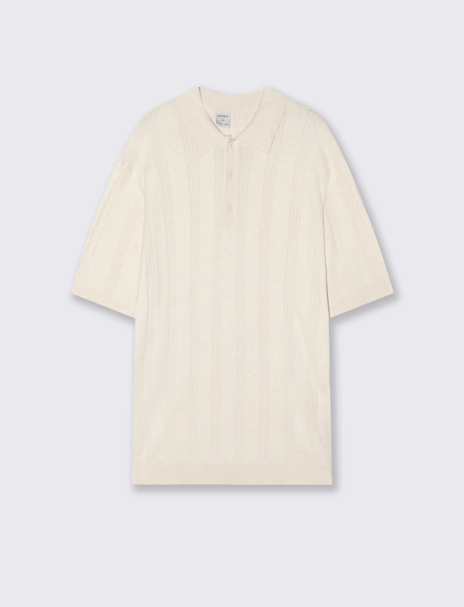 Polo in Maglia Jacquard a Maniche Corte - Beige ecru - Image 4