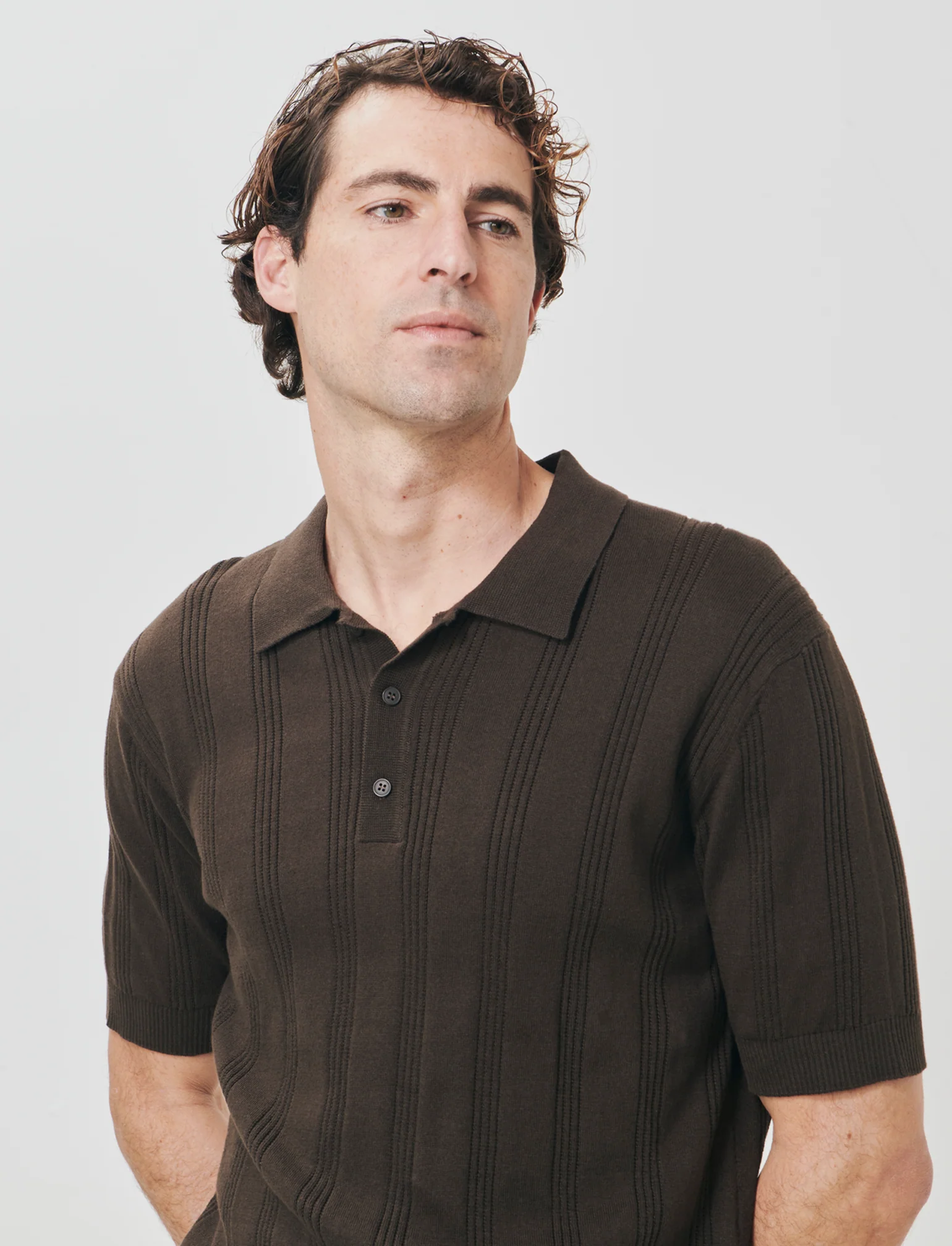 Polo in Maglia Jacquard a Maniche Corte - Moro - Image 4