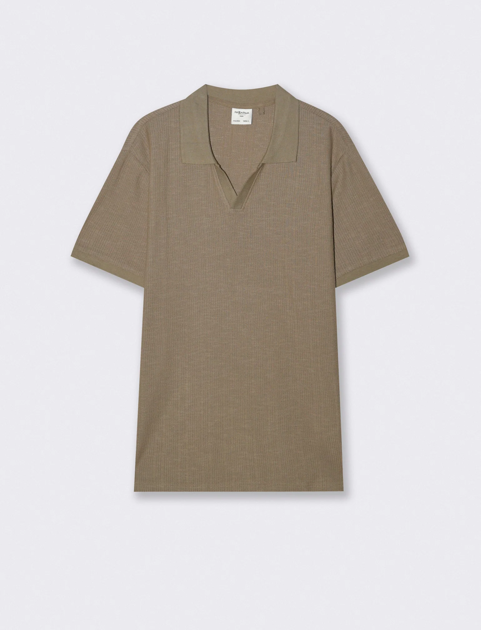 Polo in maglia jacquard misto cotone - Verde kaki
