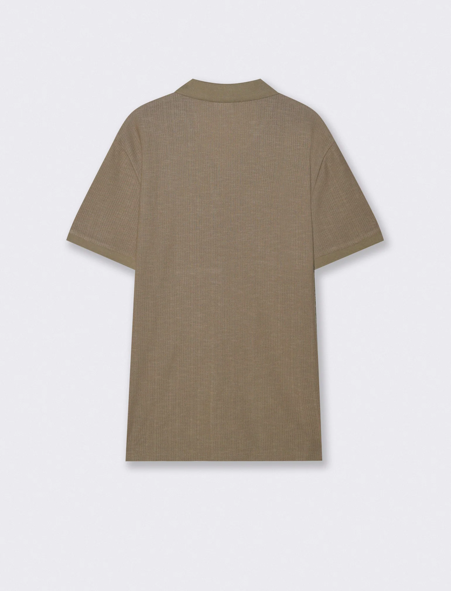 Polo in maglia jacquard misto cotone - Verde kaki - Image 2