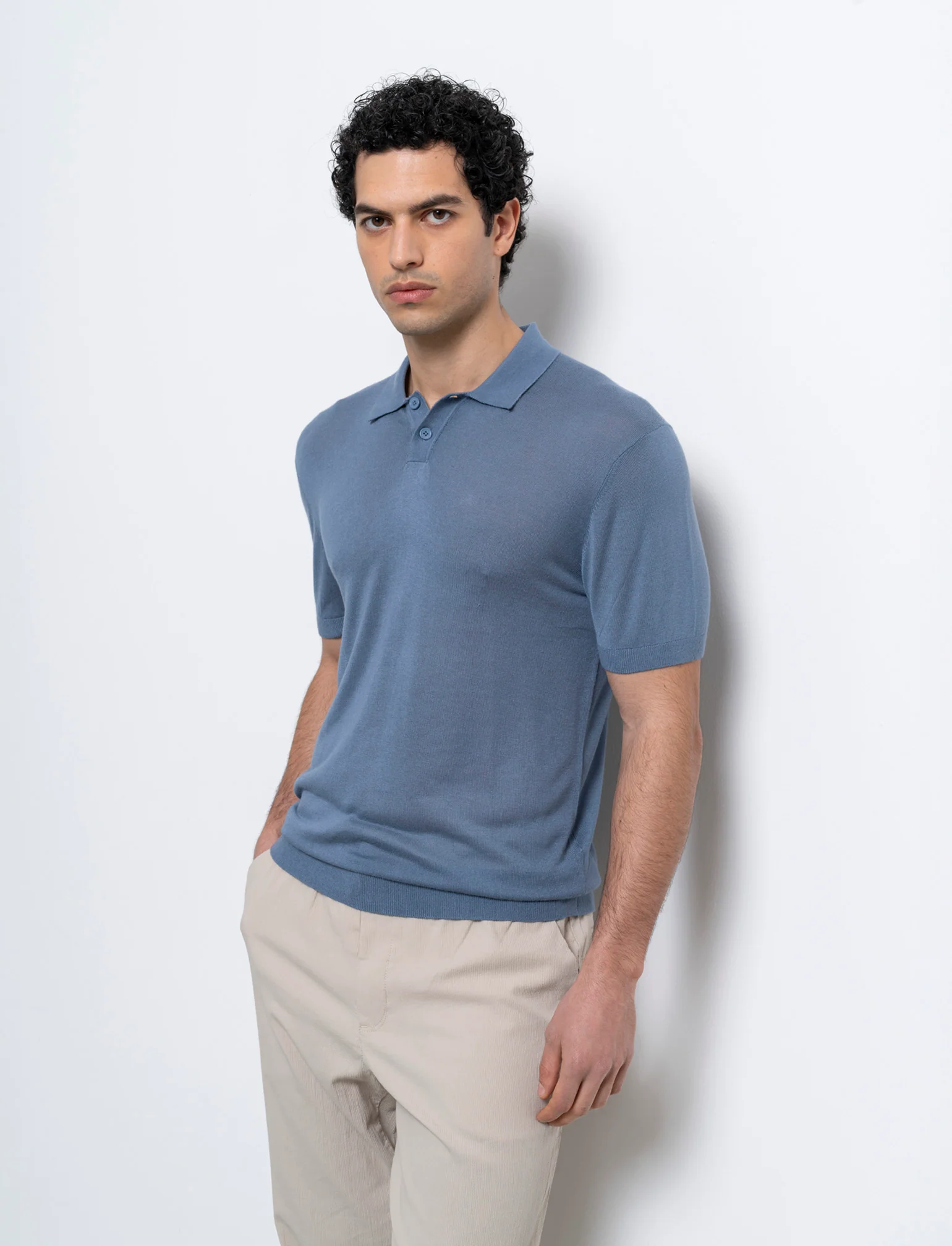 Polo in maglia sottile da uomo - CARTA DA ZUCCHERO