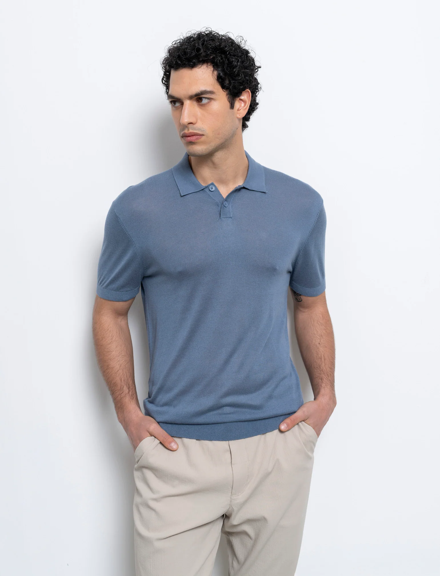 Polo in maglia sottile da uomo - CARTA DA ZUCCHERO - Image 3
