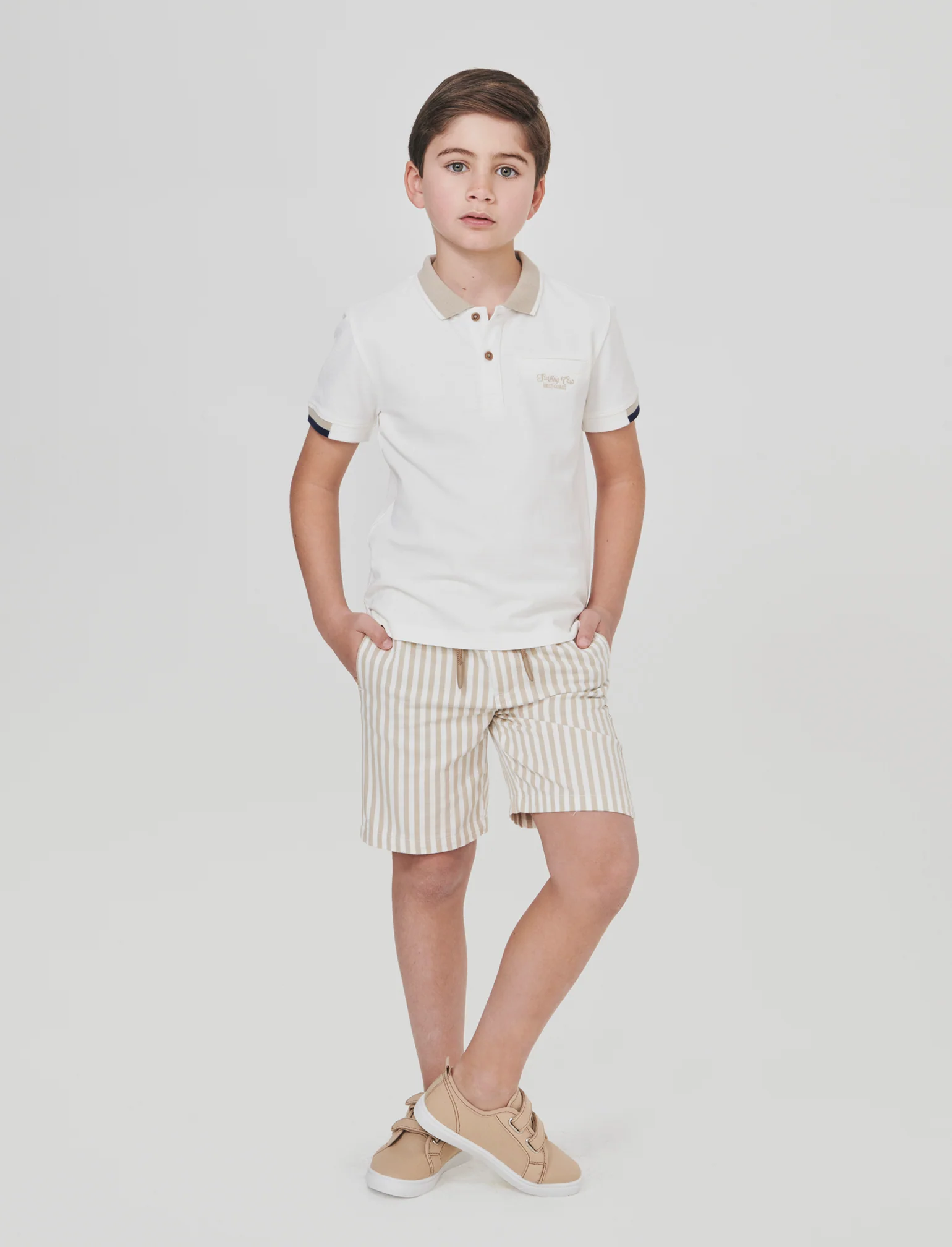 Polo in piquet con taschino elegante - Bianco latte - Image 5