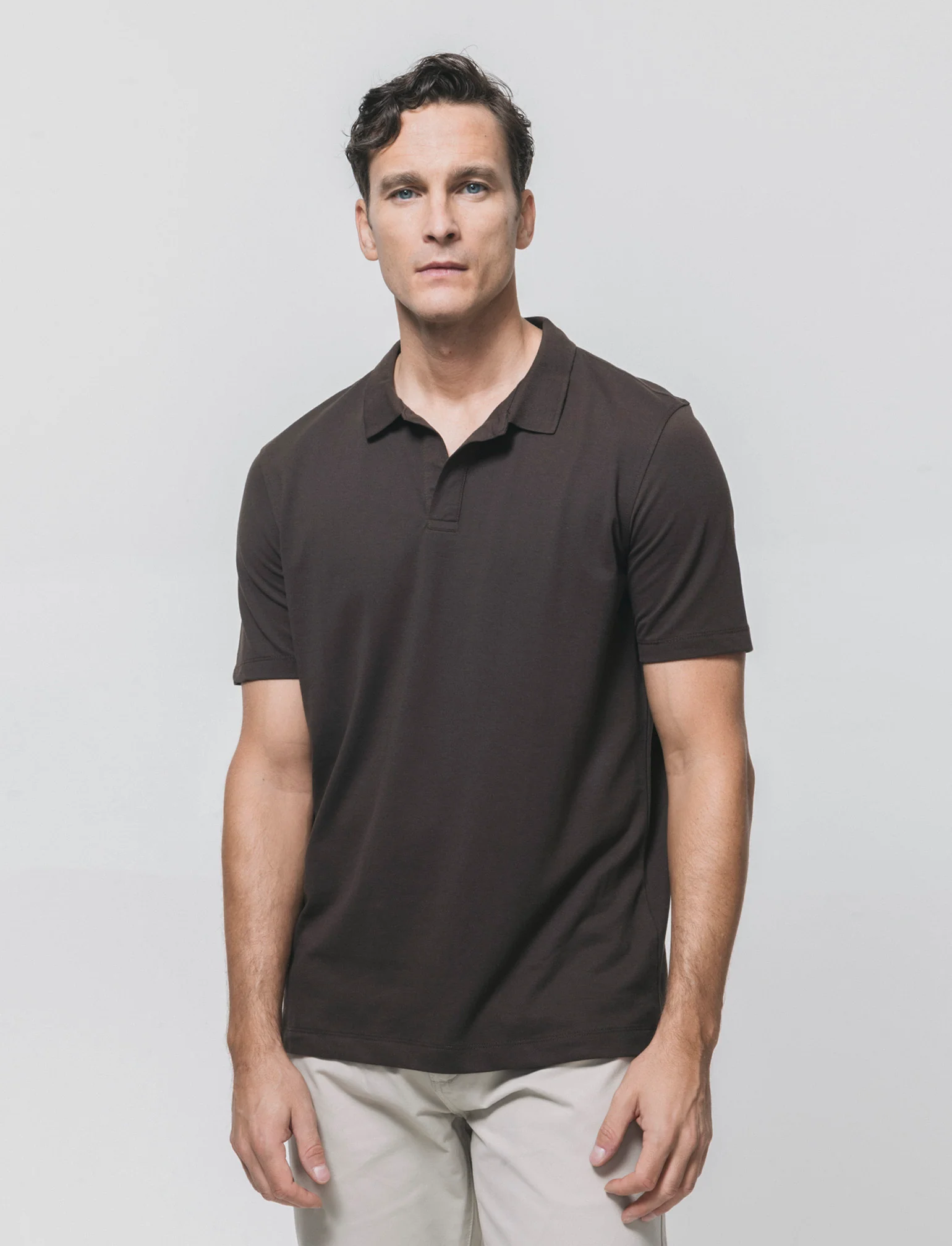 Polo in piquet elasticizzato premium - Moro - Image 4