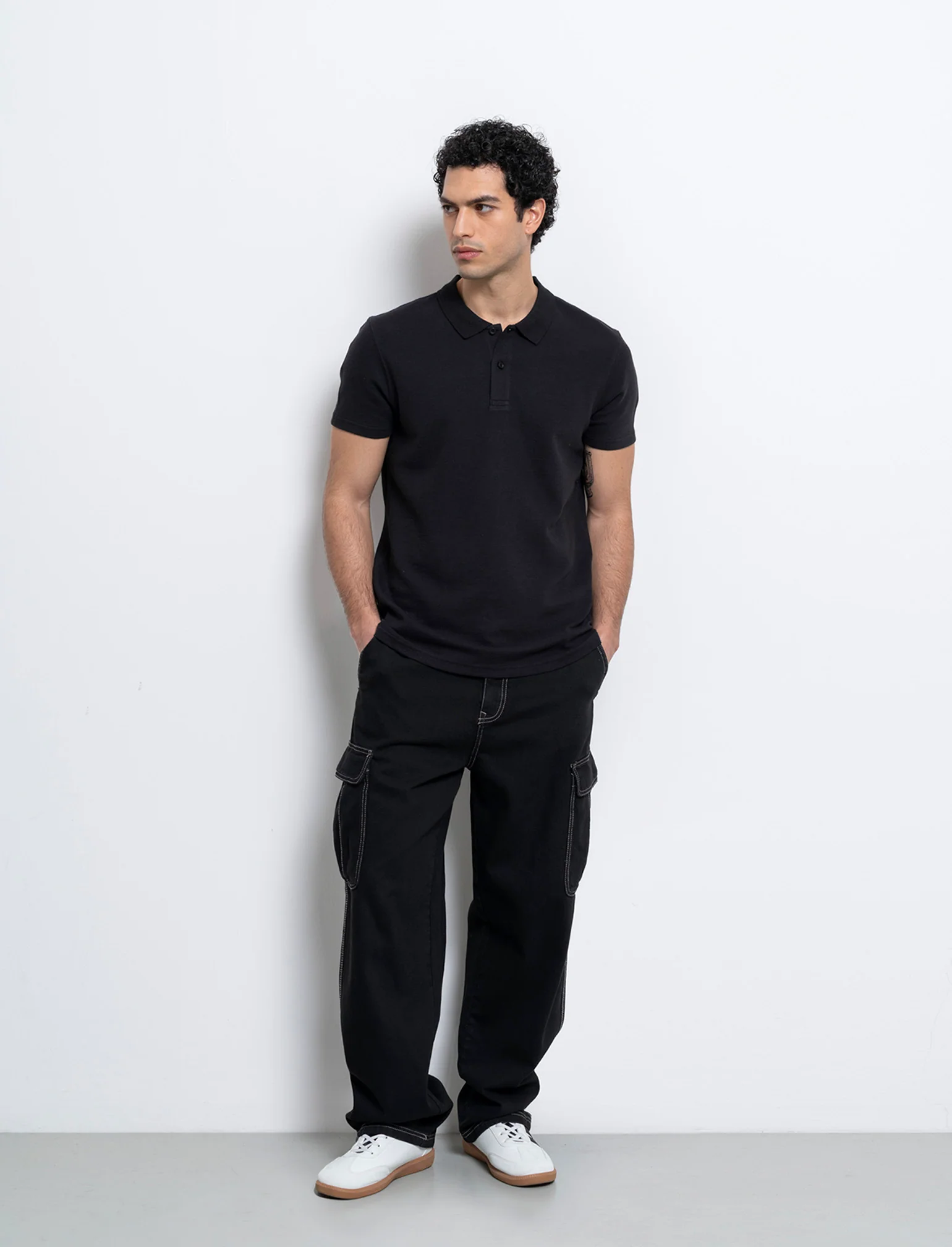 Polo in tessuto struttura ottoman da uomo - Nero - Image 3