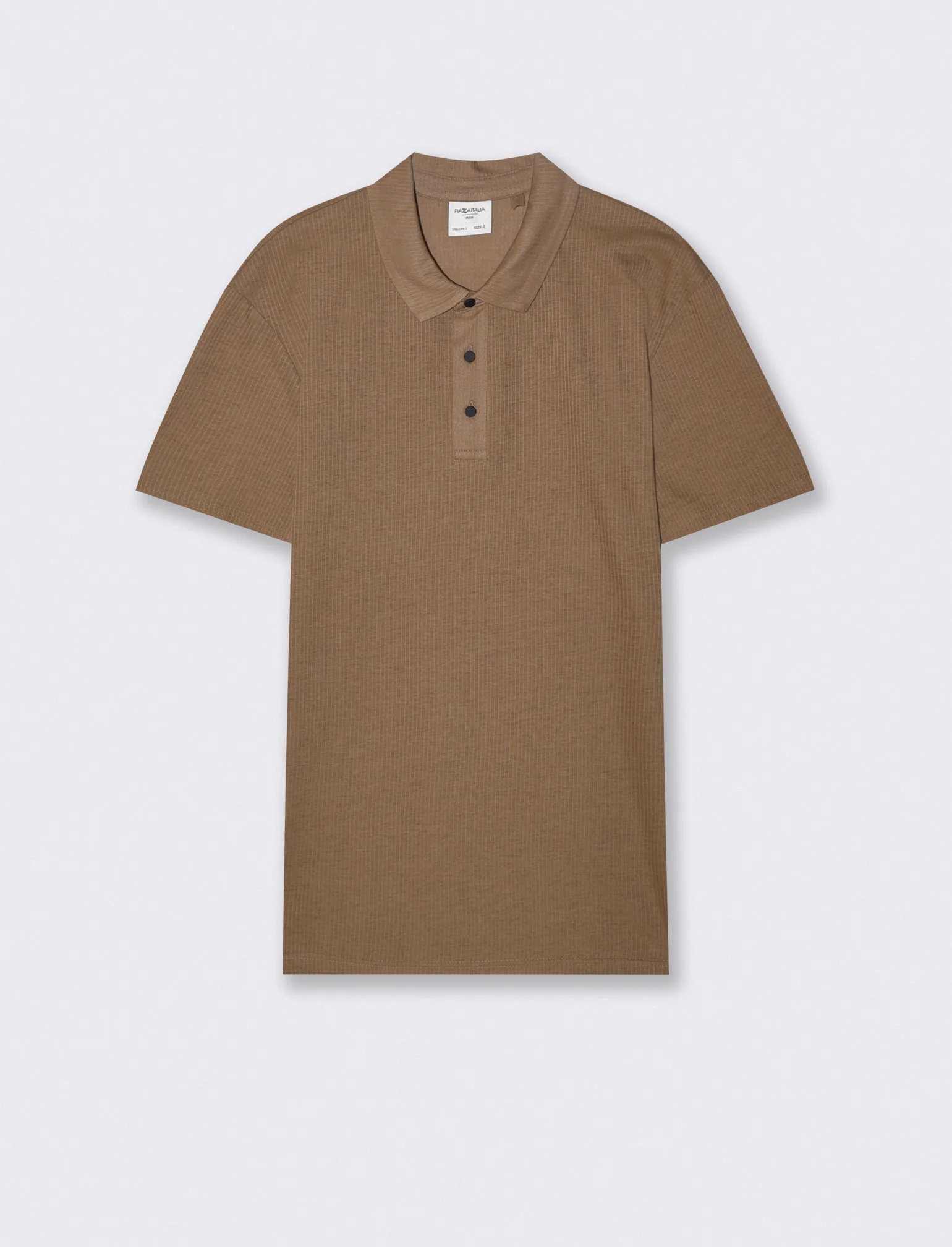 Polo Jacquard Effetto Riga Tono su Tono - Grigio fango