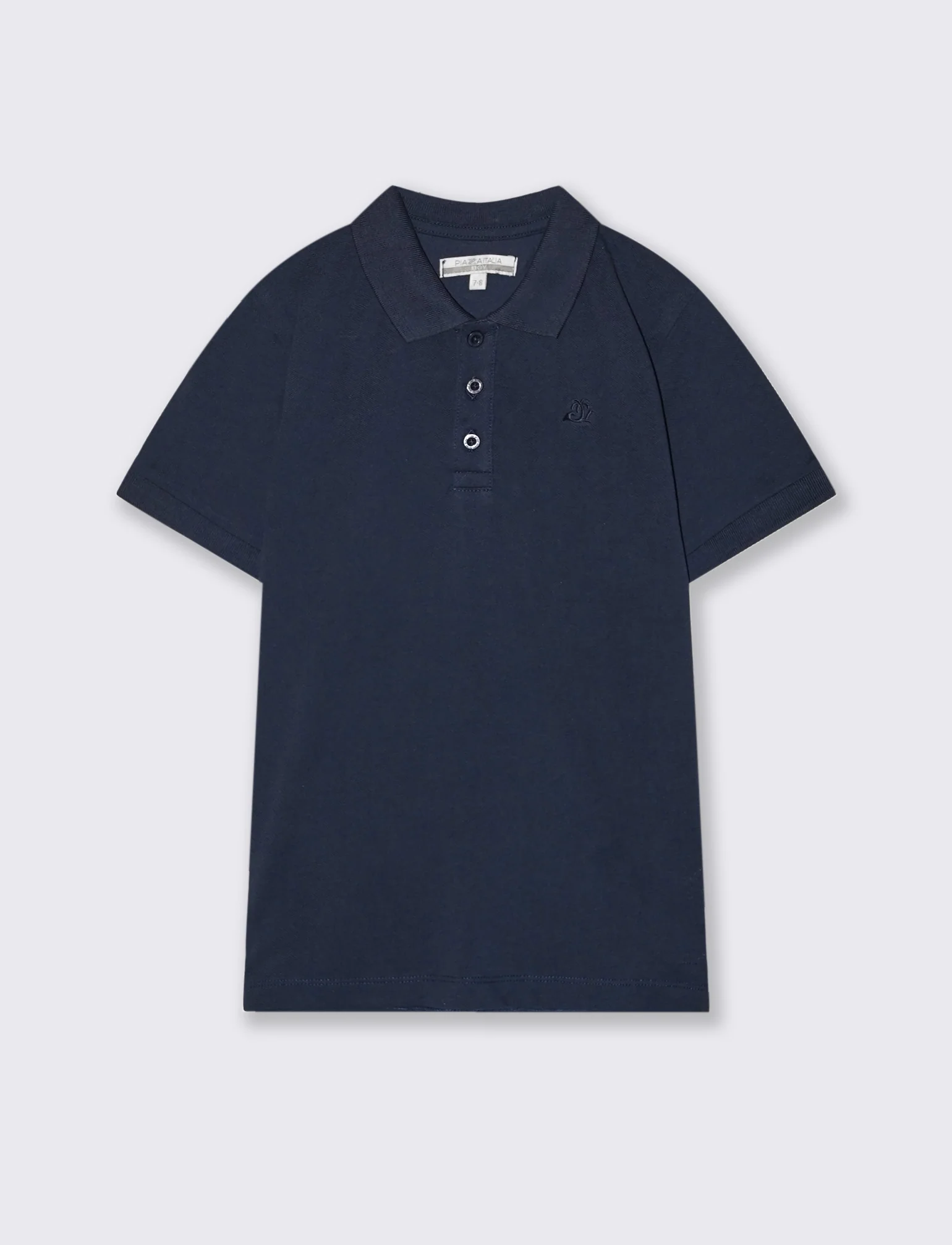 Polo mezza manica in cotone con ricamo - Blu