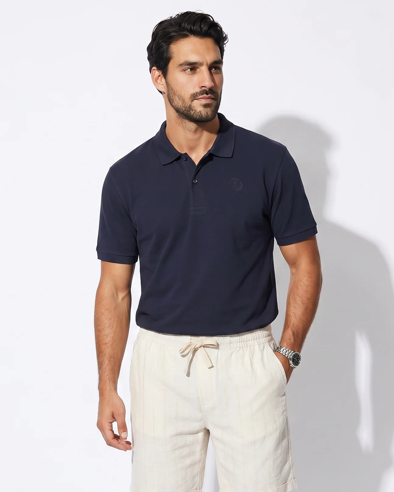 Polo premium in interlock mercerizzato - Blu - Image 3