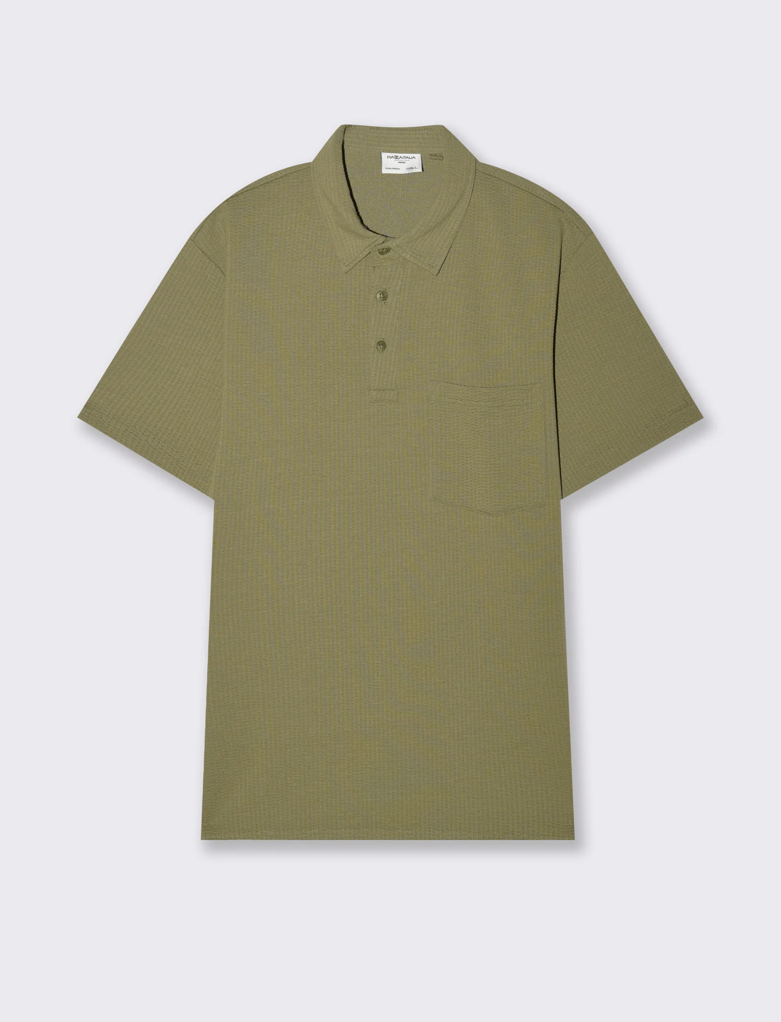 Polo seersucker collo derby da uomo - Verde salvia - Image 4