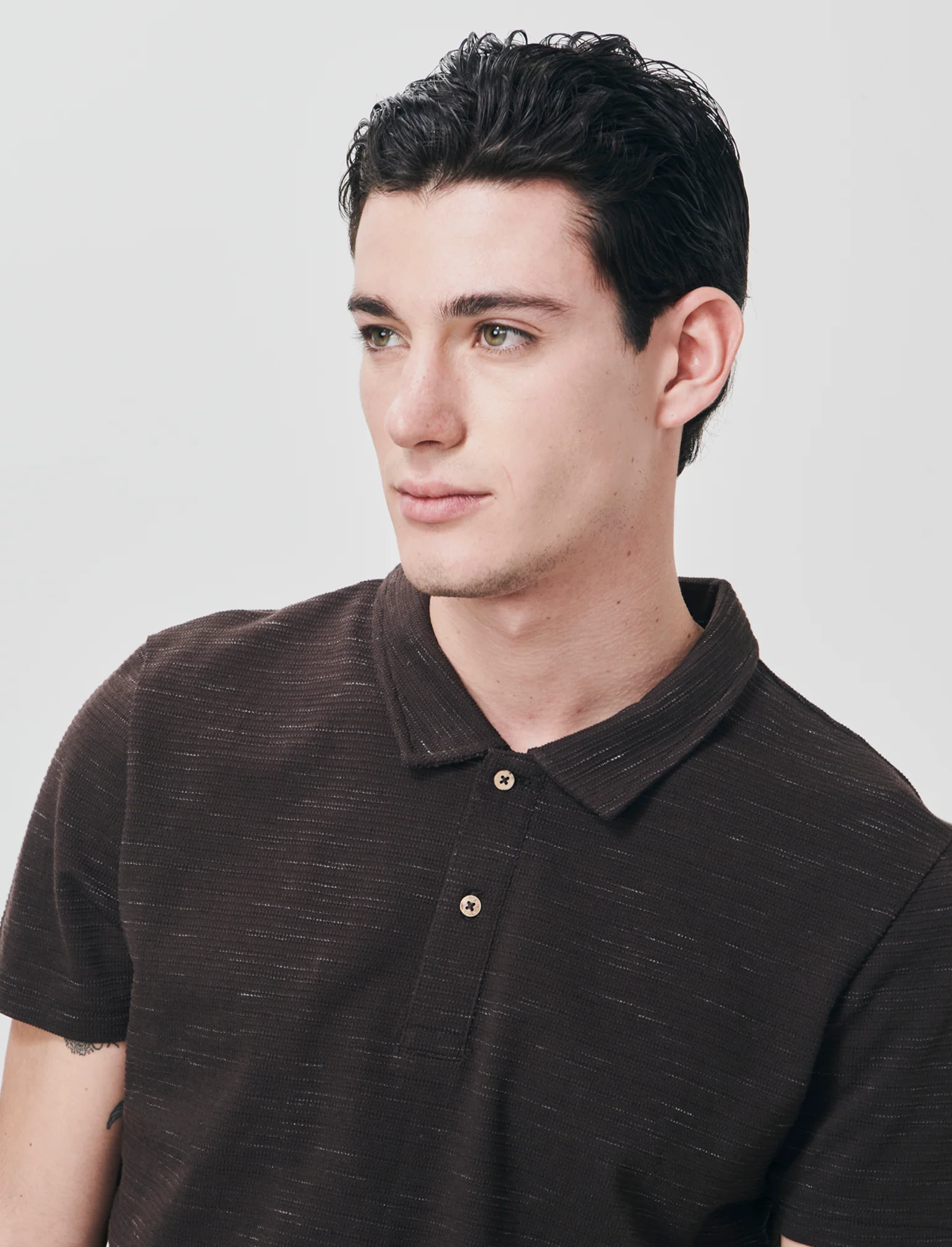 Polo Slub Injected con Colletto a Revers - Moro - Image 4