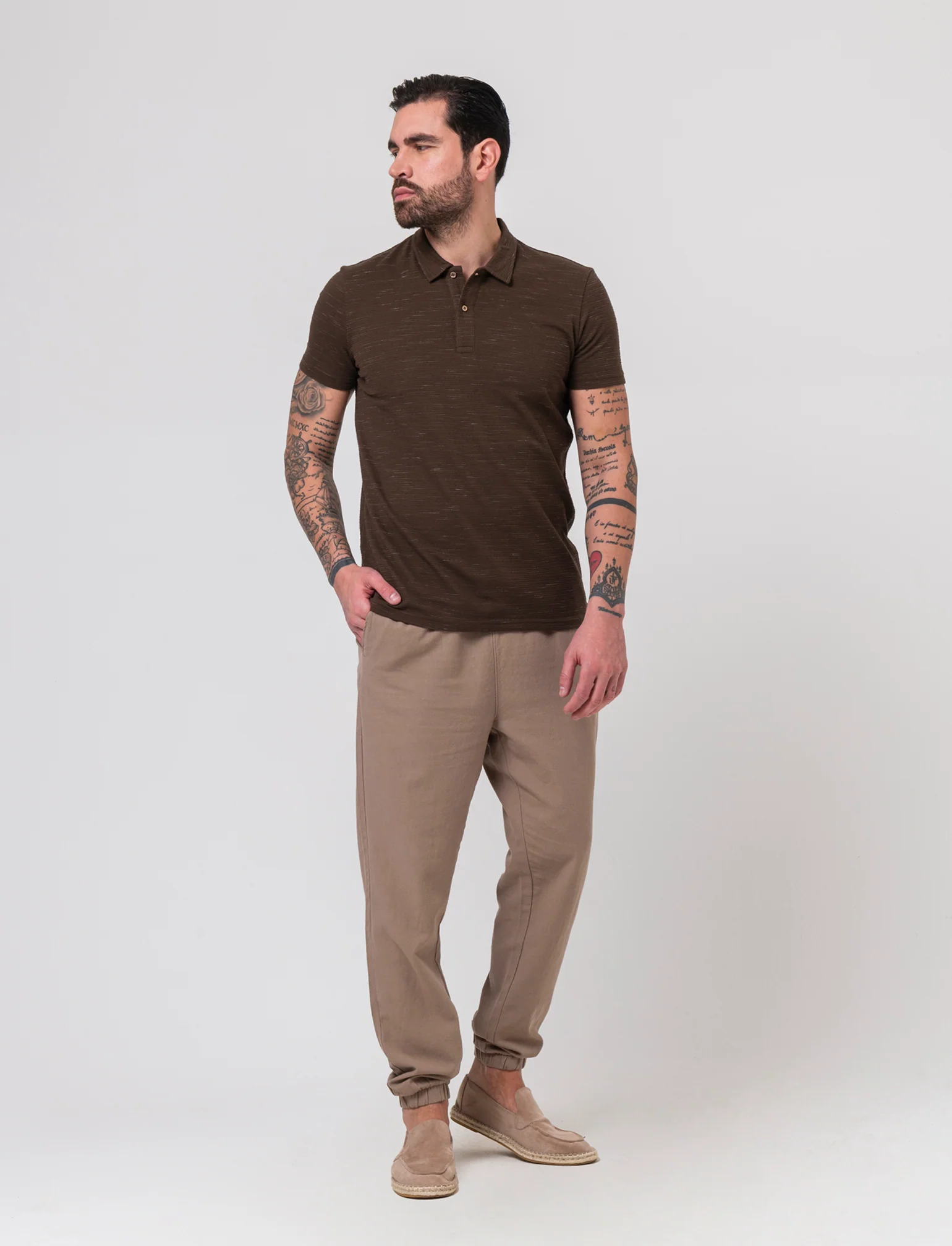 Polo struttura slub injected da uomo - Moro - Image 3