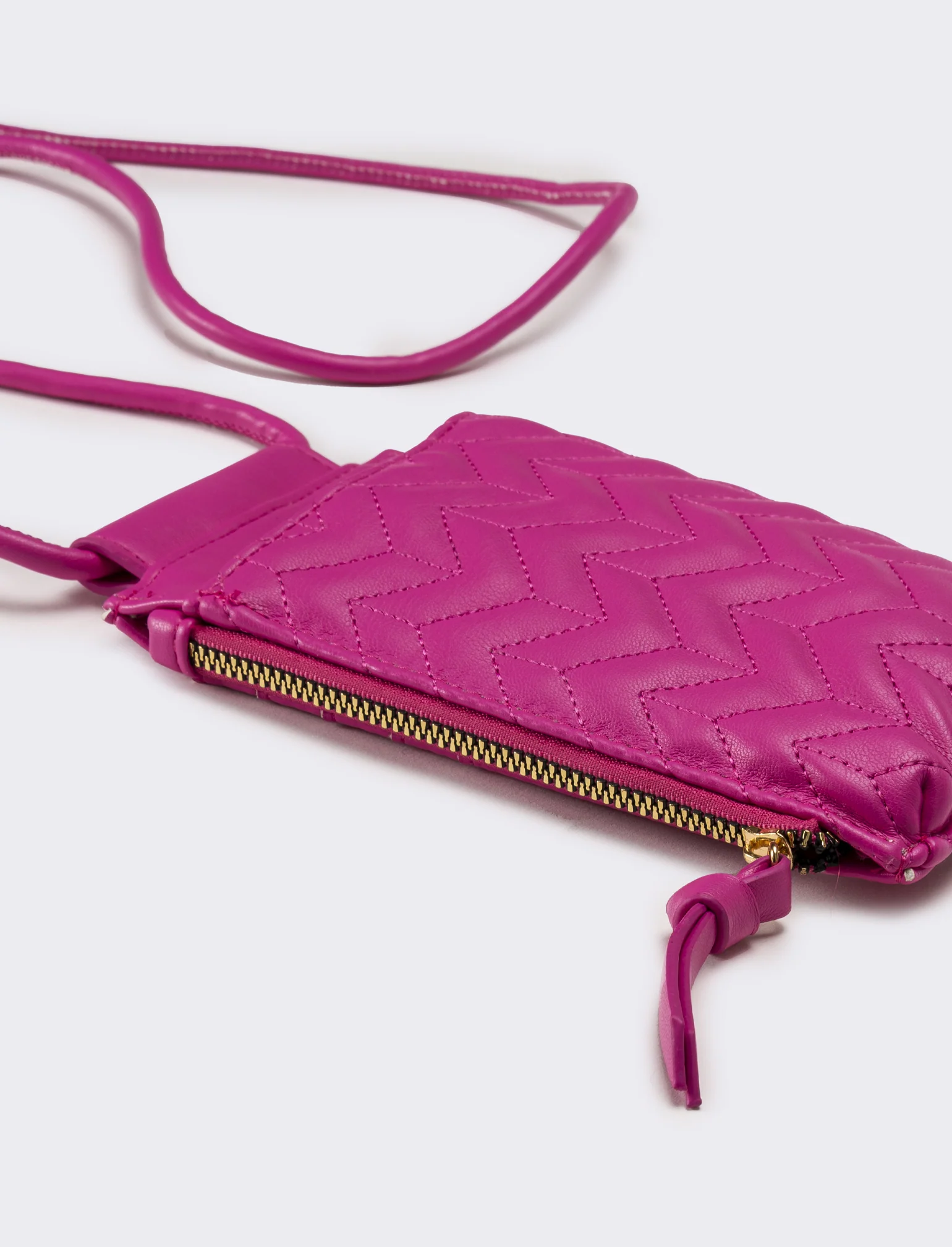 Portacarte donna portacellulare trapuntato con laccio - Fuxia - Image 2