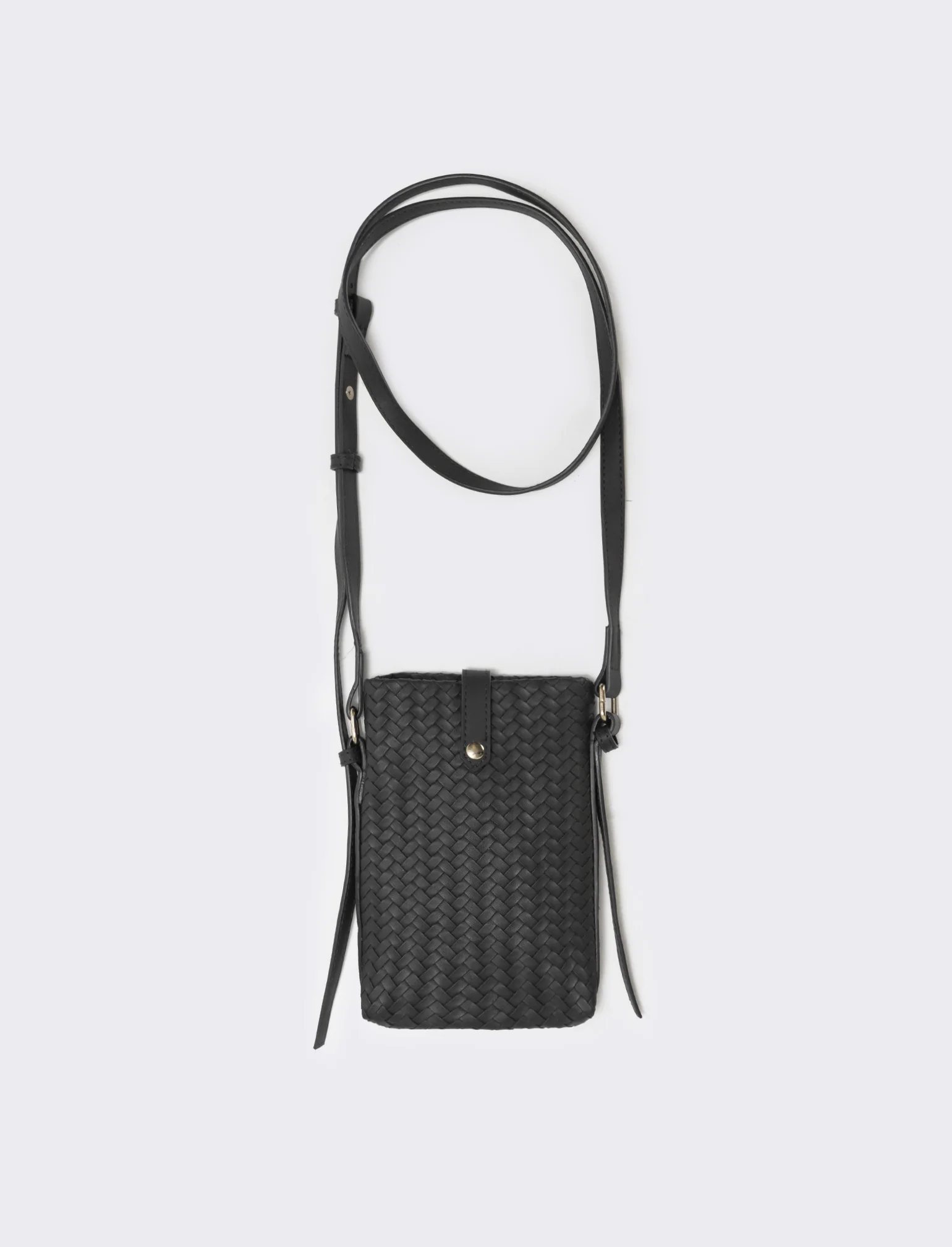 Portacellulare intrecciato con tracolla elegante - Nero