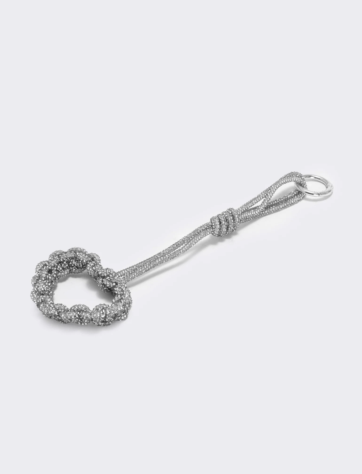 Portachiavi cuore tubolare con strass - Argento - Image 2